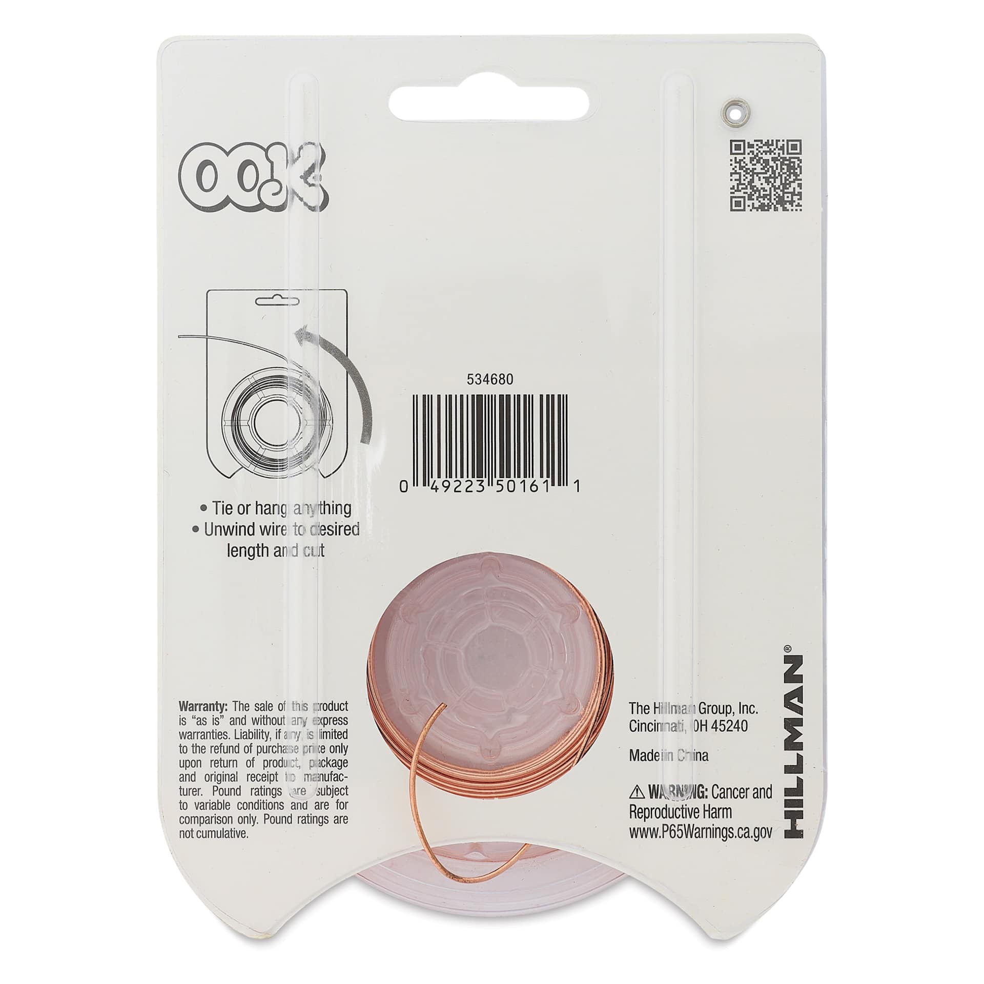 OOK Copper Specialty Wire - 18 Gauge, 25 ft, back of packaging