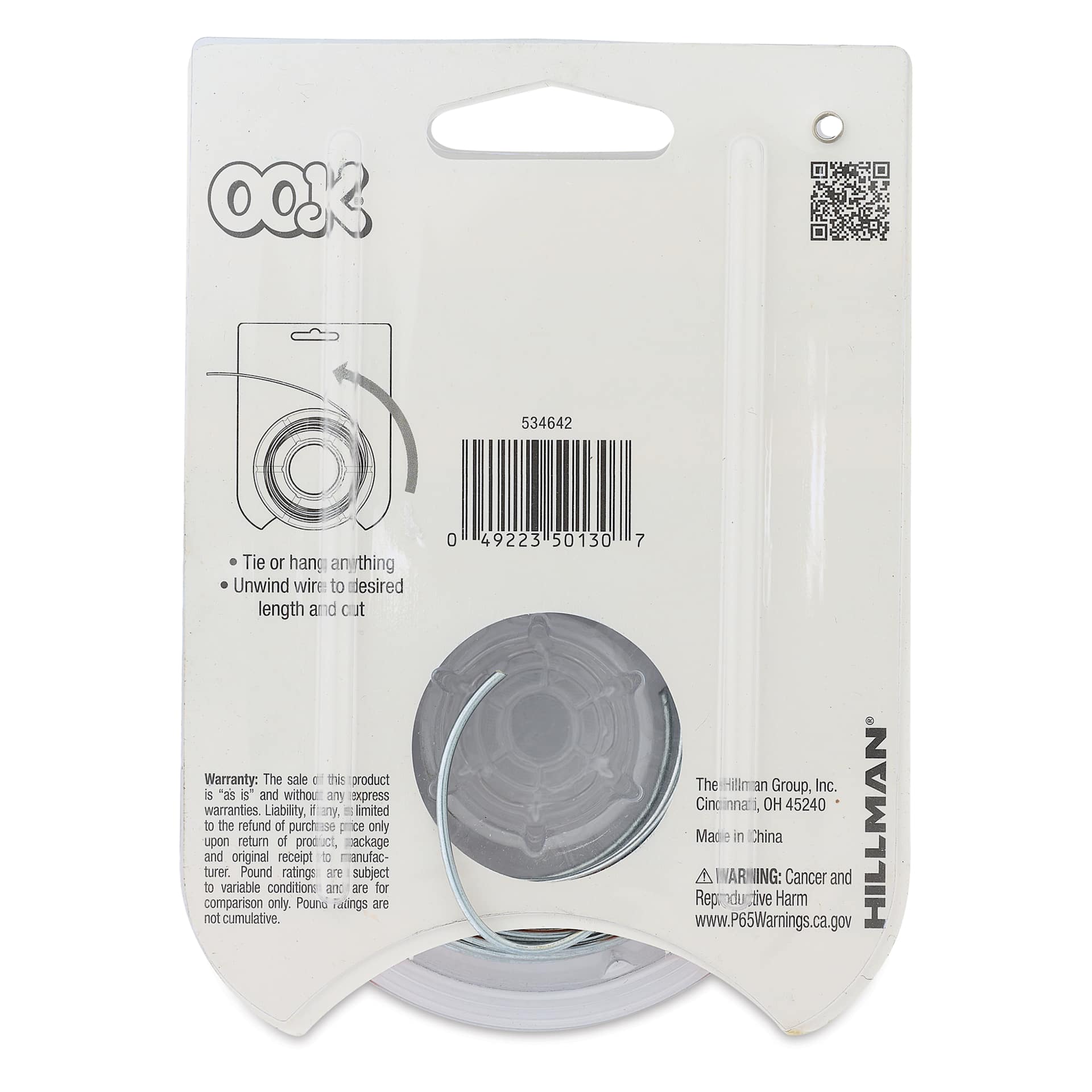 OOK Steel Specialty Wire - 16 Gauge, 25 ft, back of packaging