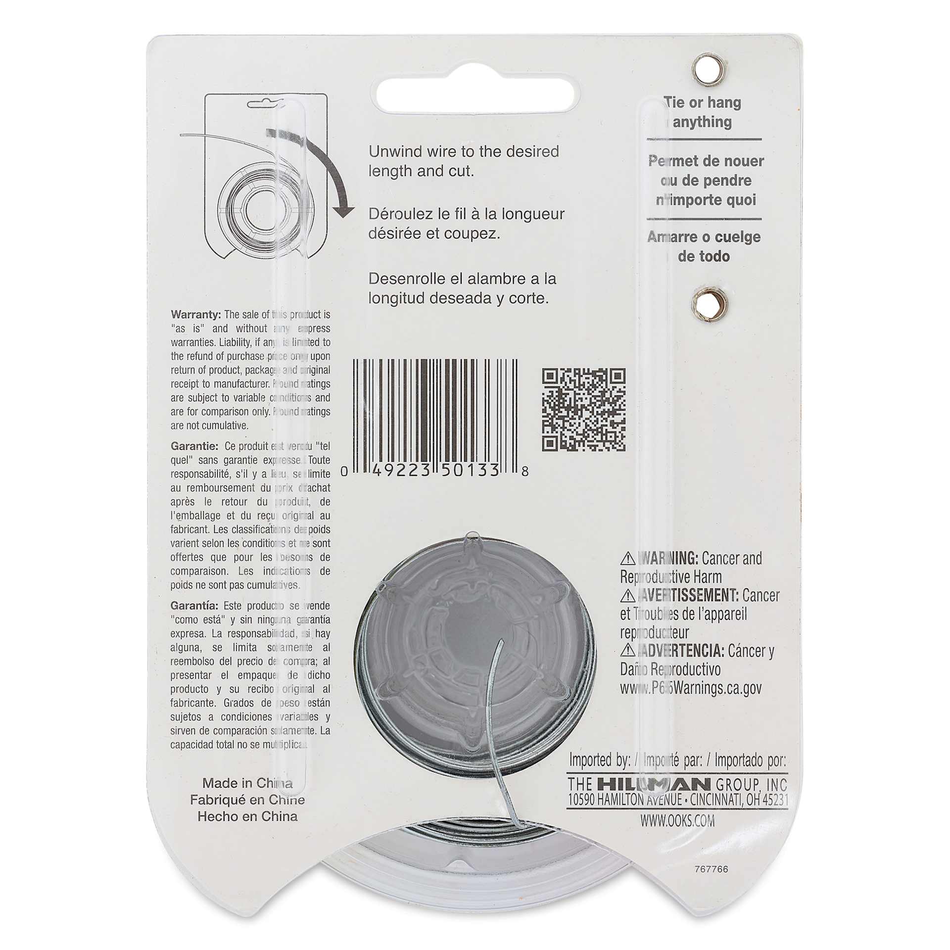 OOK Steel Specialty Wire - 20 Gauge, 75 ft, back of packaging