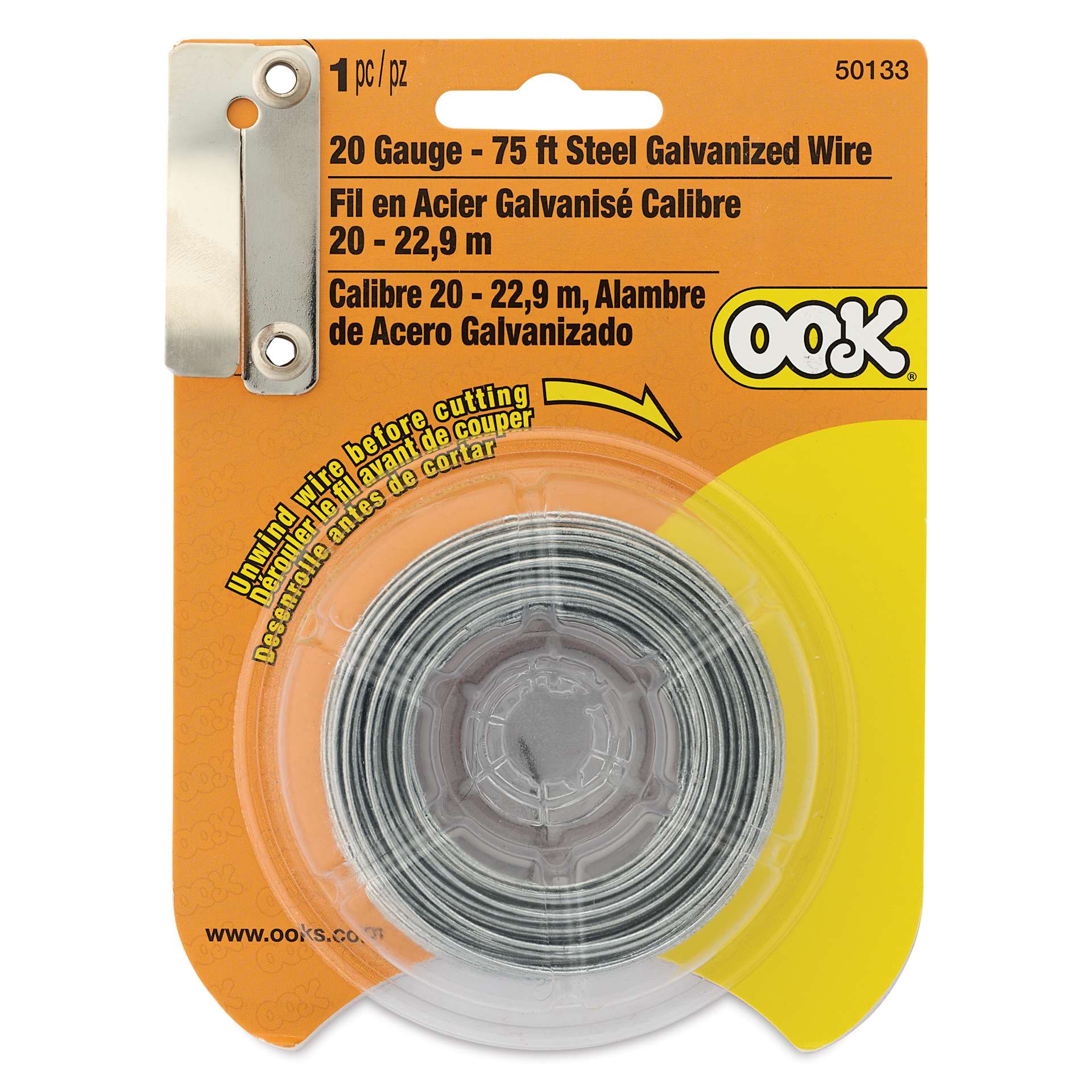 OOK Steel Specialty Wire - 20 Gauge, 75 ft, front of packaging