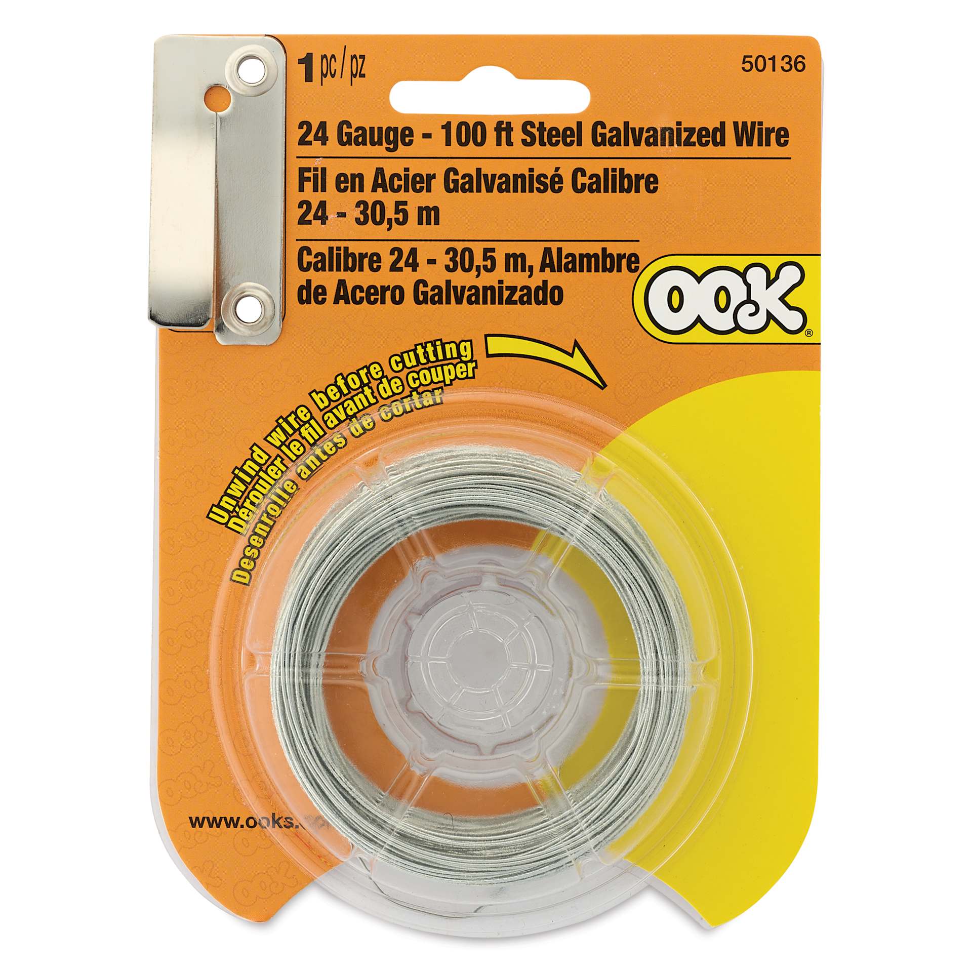 OOK Steel Specialty Wire - 24 Gauge, 100 ft, front of packaging