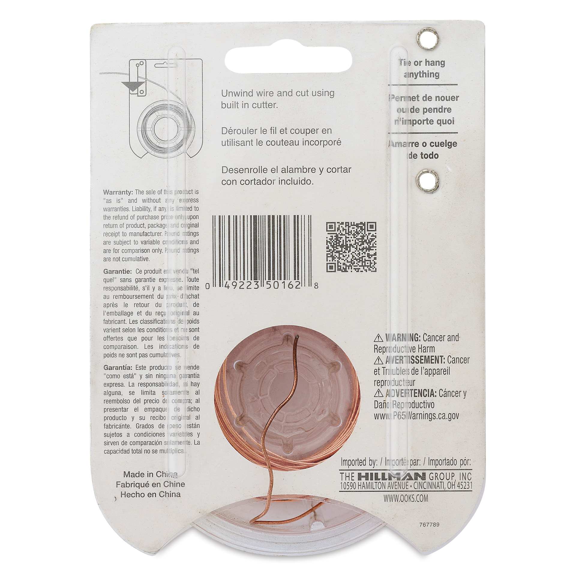 OOK Copper Specialty Wire - 20 Gauge, 50 ft, back of packaging