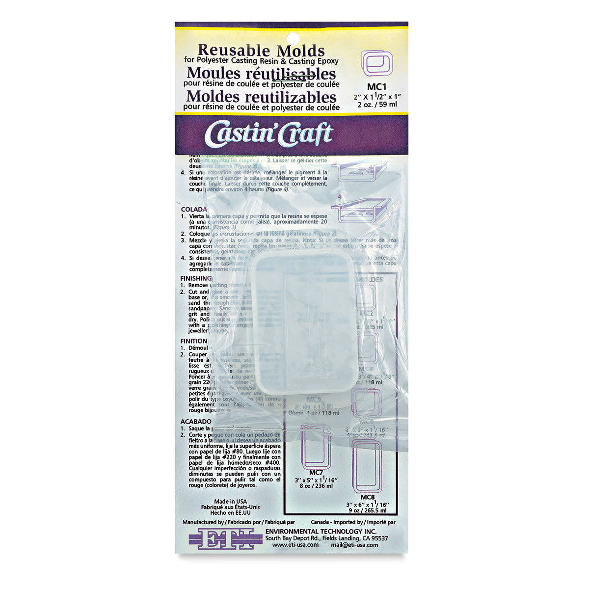 Castin'Craft Reusable Molds - Front view of clear package showing instructions and mold
