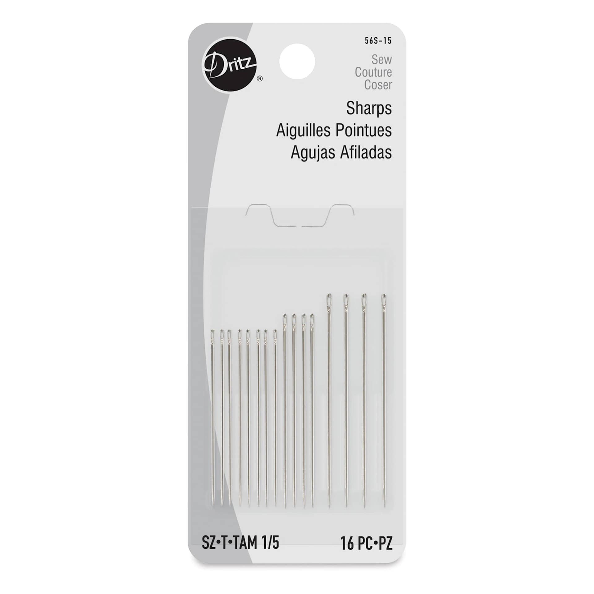 Dritz Sharps Hand Needles - Size 1/5, Pkg of 16 front of packaging