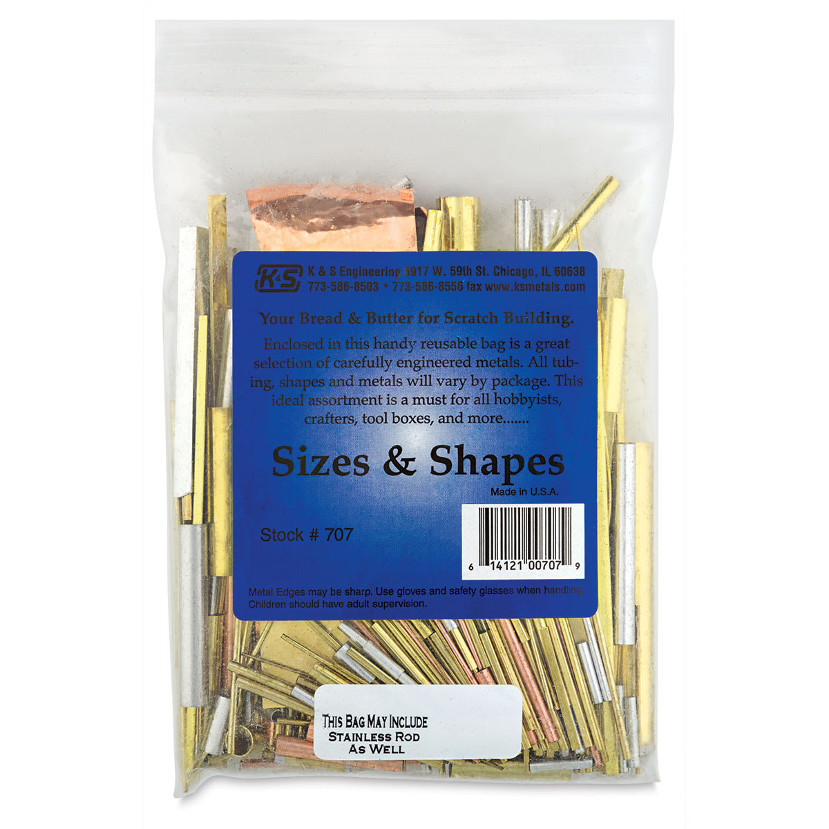 K&S Metal Sizes and Shapes - Front of package with label
