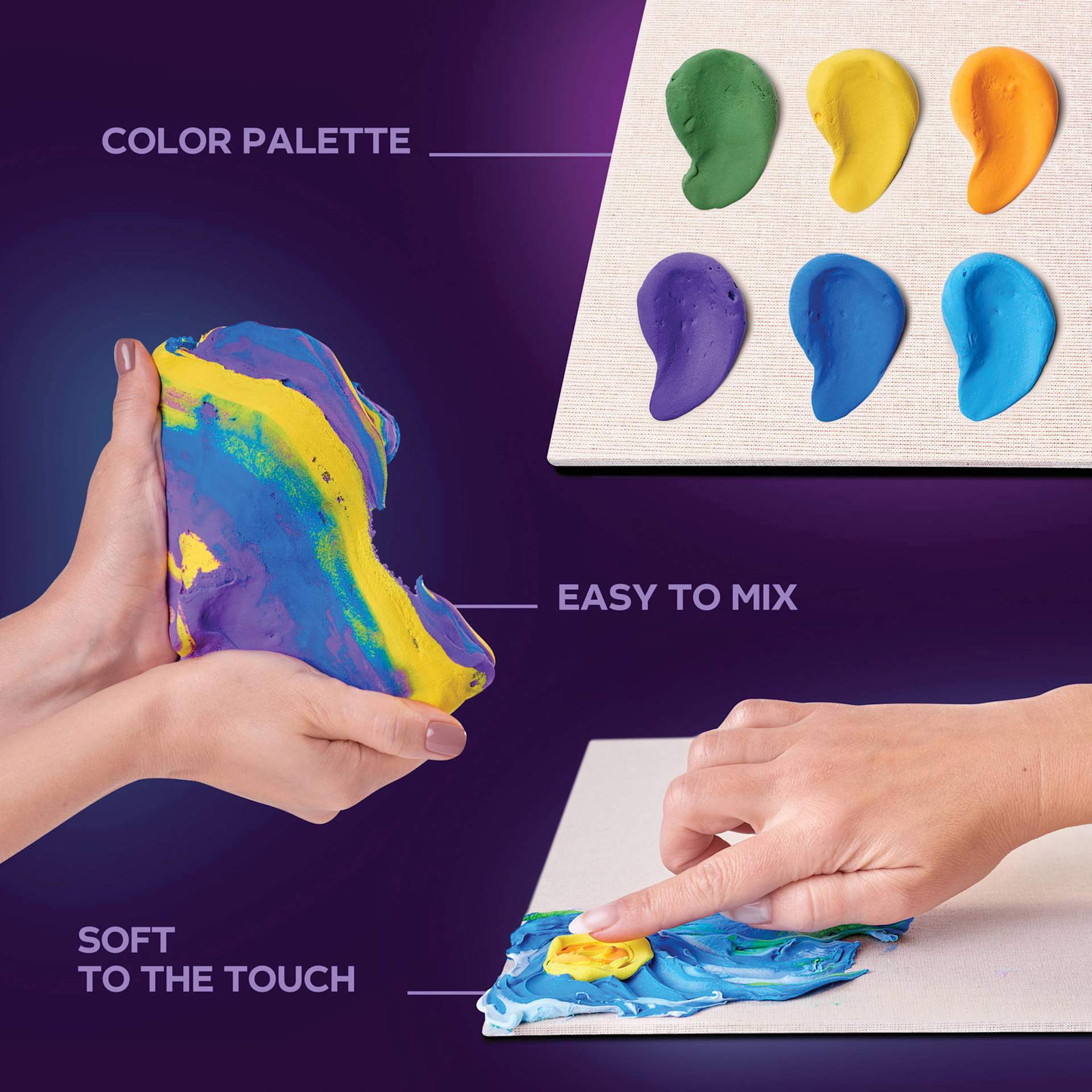 Okto Sensory Art DIY 3D Clay Painting Kit - Starry Night - features
