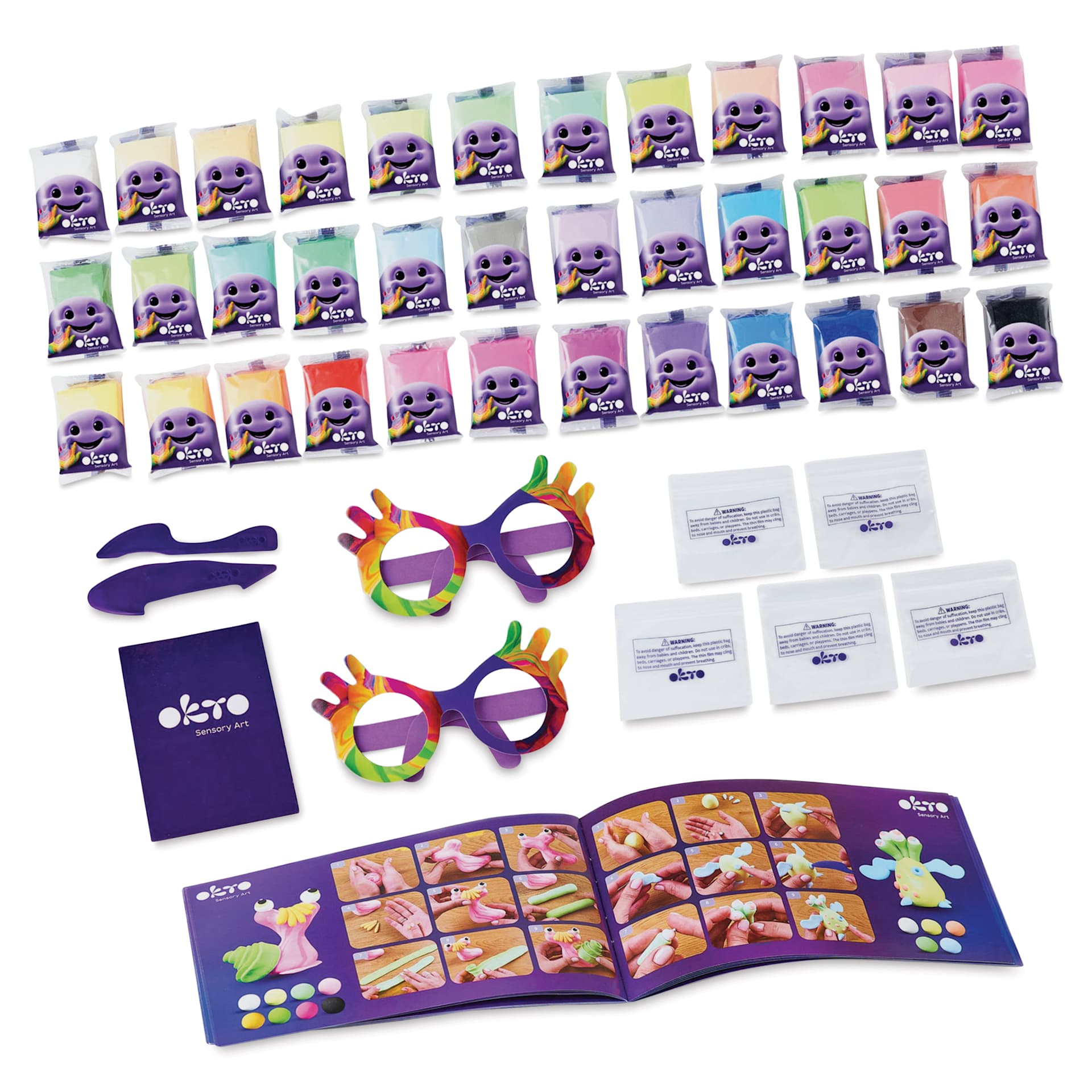 Okto Sensory Art Air Clay Creativity Kit - Set of 36 - contents