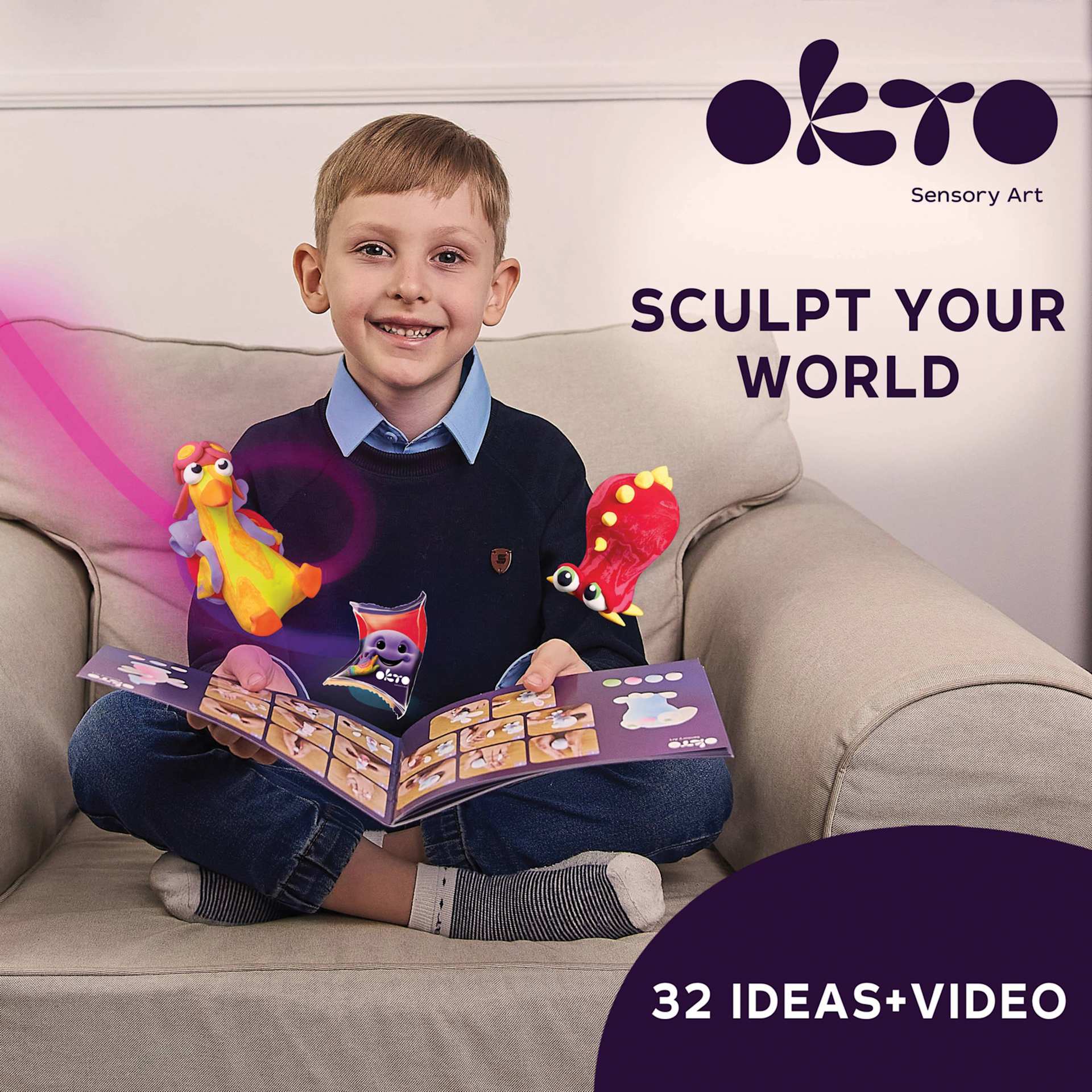 Okto Sensory Art Air Clay Creativity Kit - Set of 36 - sculpt your world