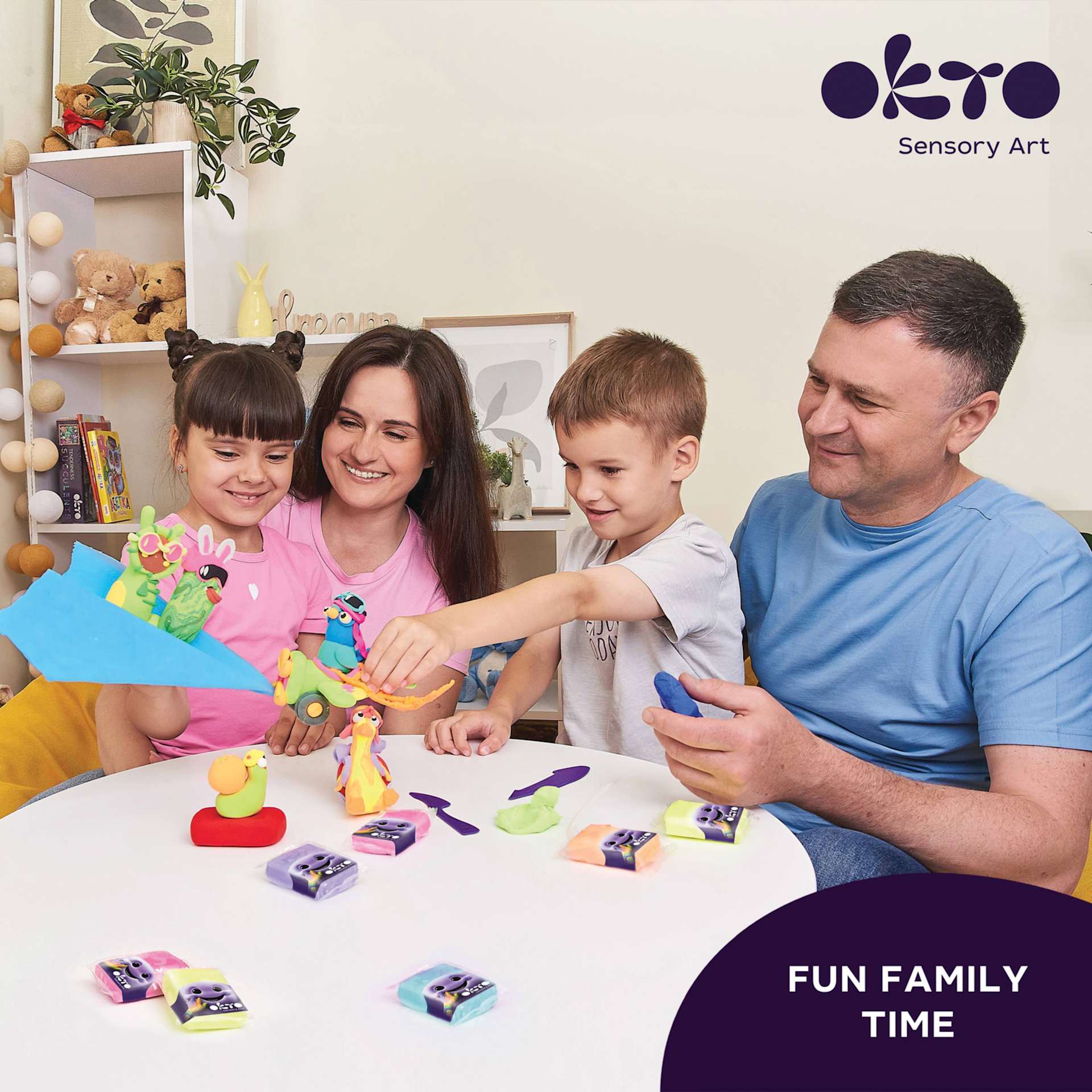 Okto Sensory Art Air Clay Creativity Kit - Set of 24 - fun family time
