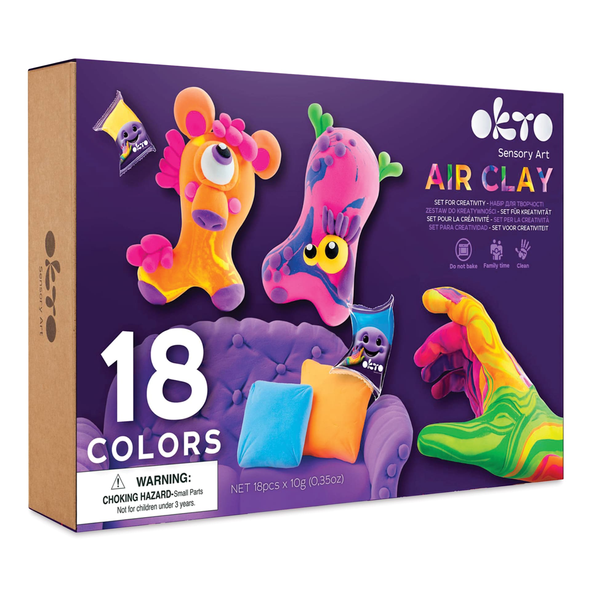 Okto Sensory Art Air Clay Creativity Kit - Set of 18 - front of packaging