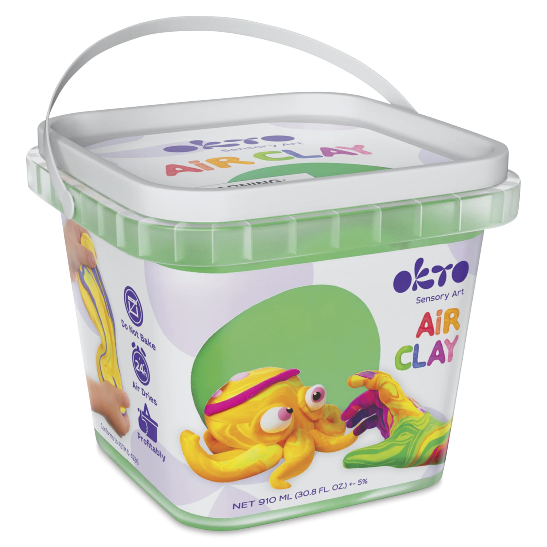 OKTO Sensory Art Air Clay Bucket - Green - front of packaging