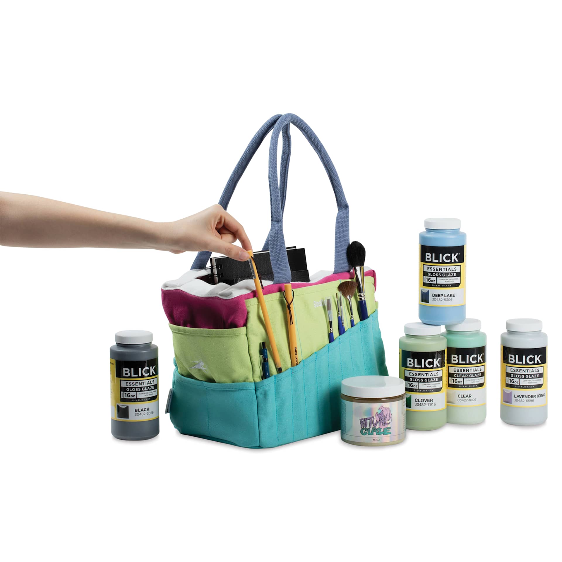 Soolla Studio Art Supply & Pottery Tool Bag - Retro, Blick Exclusive - setting supplies in bag