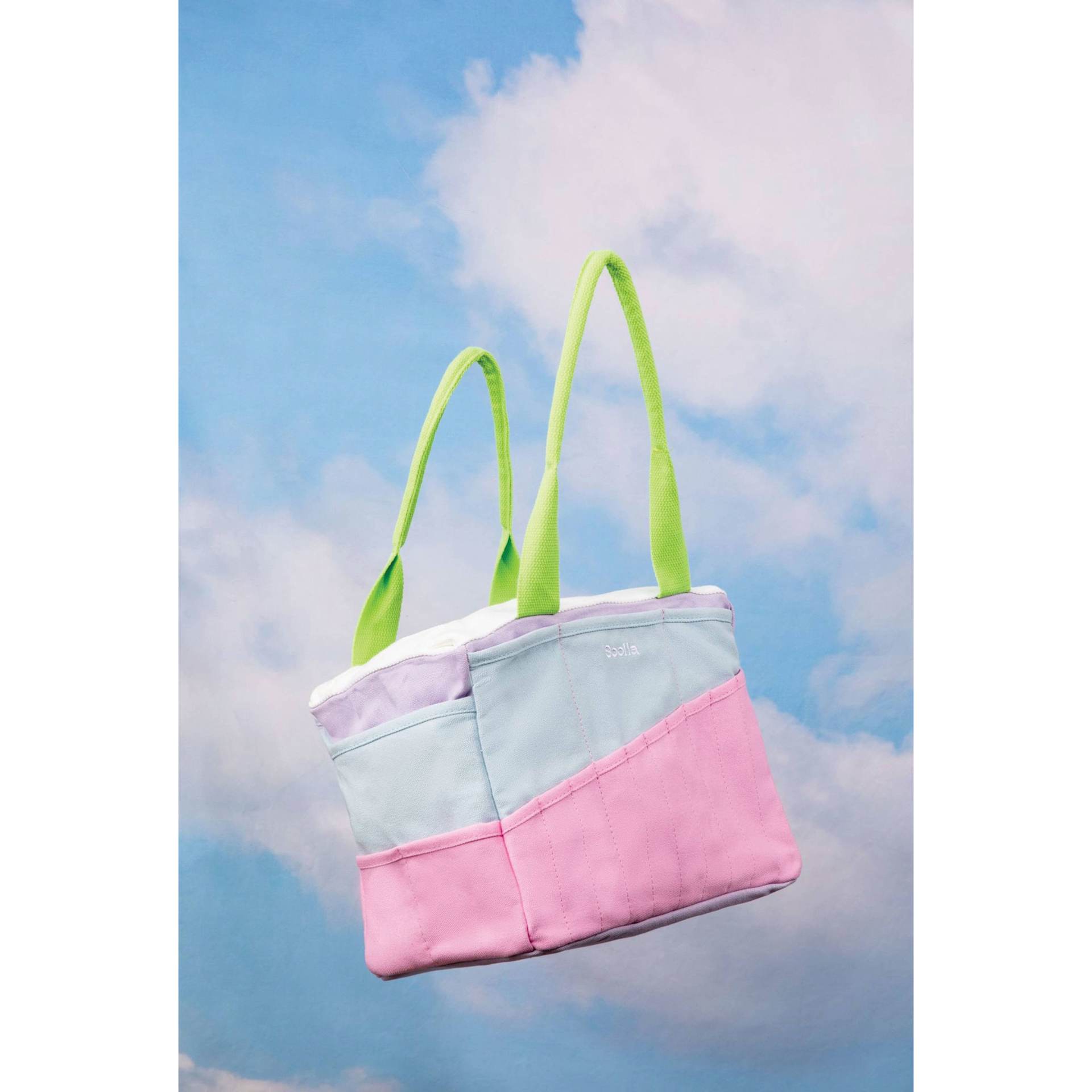 Soolla Studio Art Supply & Pottery Tool Bag - 80's Windbreaker - floating against mall photo studio backdrop