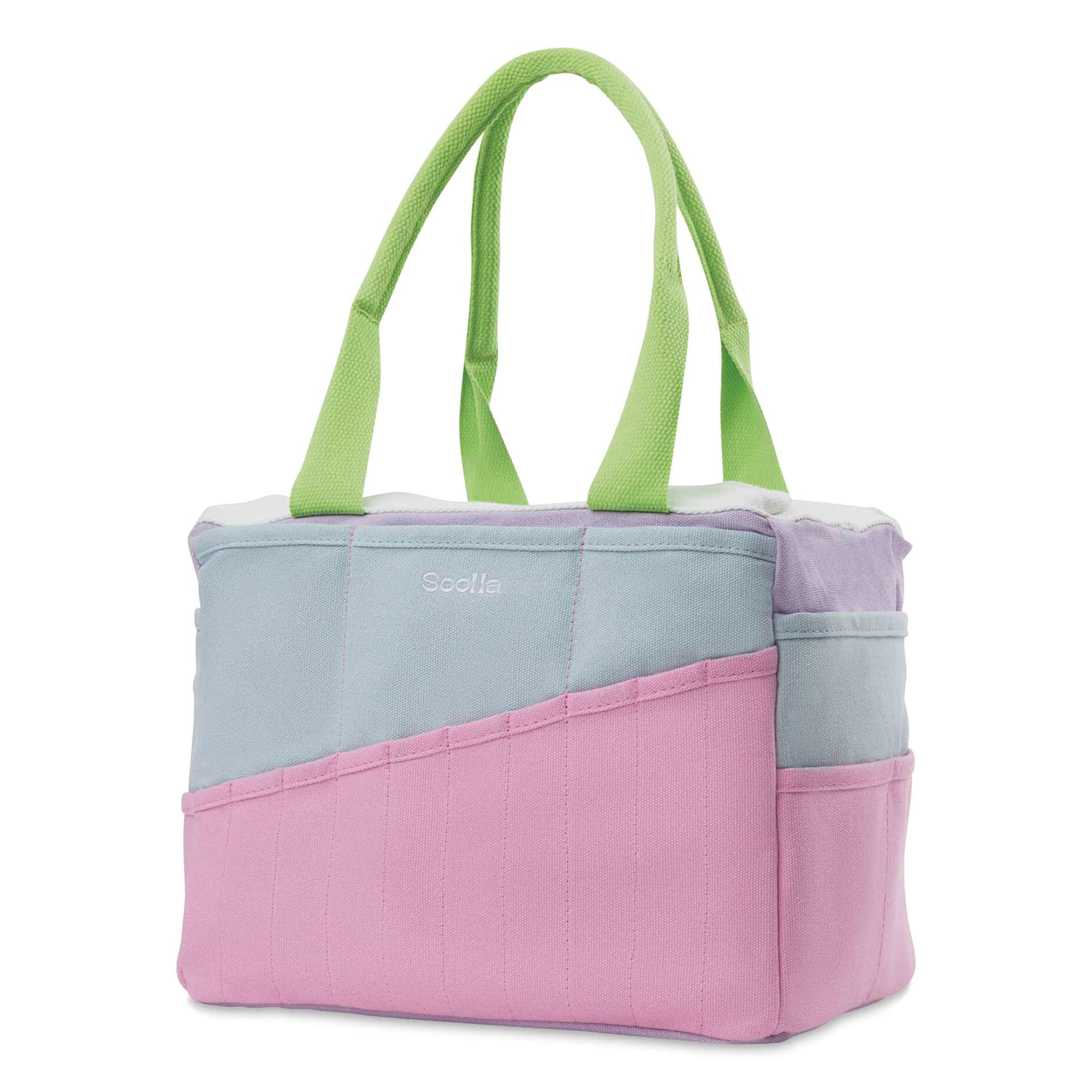 Soolla Studio Art Supply & Pottery Tool Bag - 80's Windbreaker - against mall photo studio backdrop - angled view