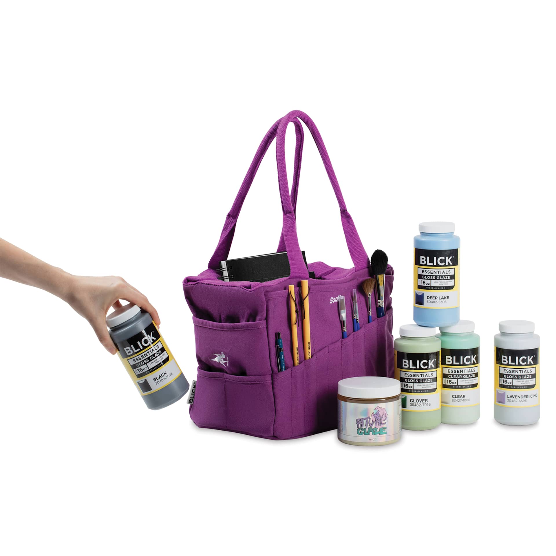 Soolla Studio Art Supply & Pottery Tool Bag - You're So Jelly, Blick Exclusive - setting supplies in bag