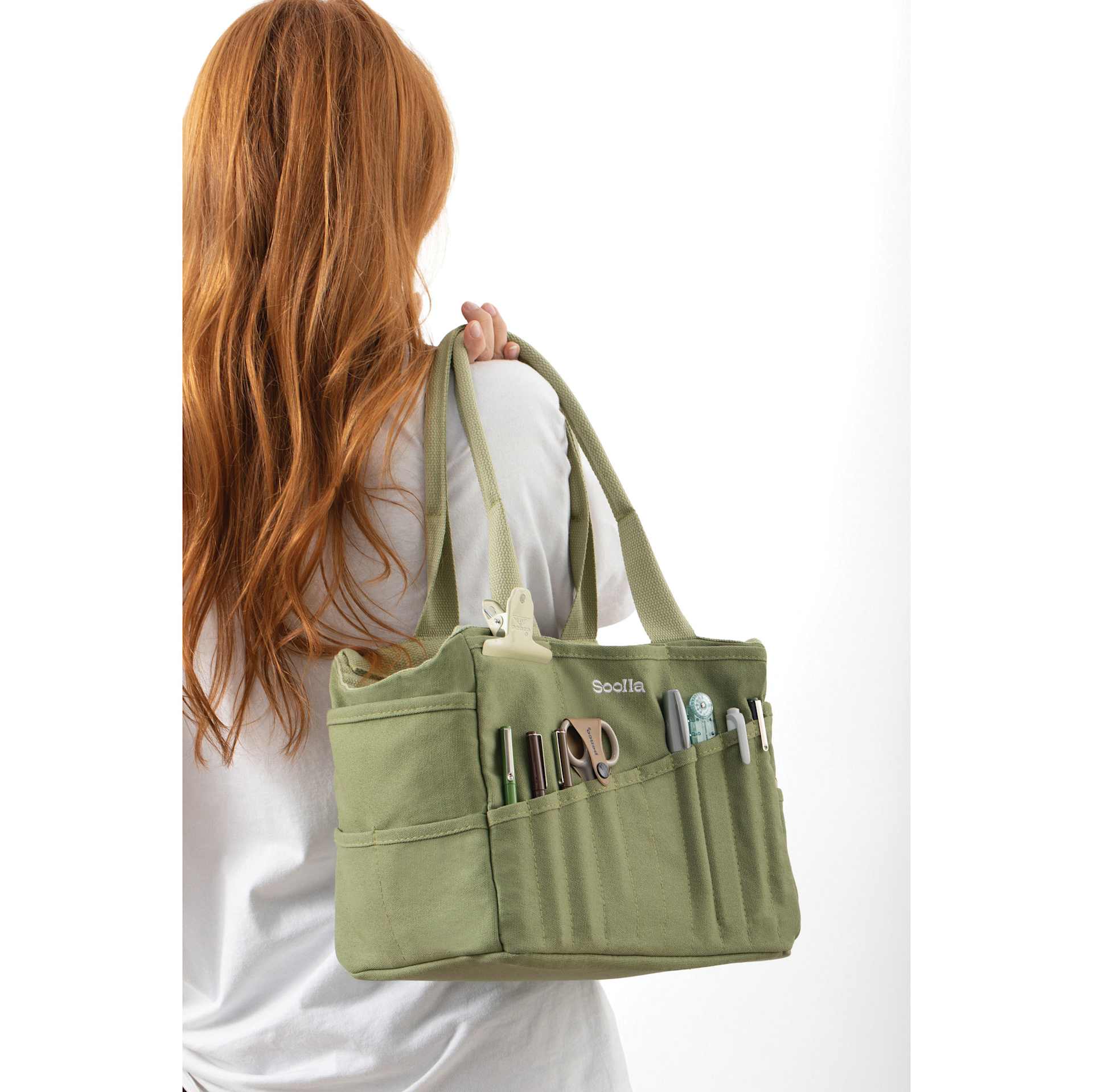 Soolla Studio Art Supply & Pottery Tool Bag - Aquamarine being held
