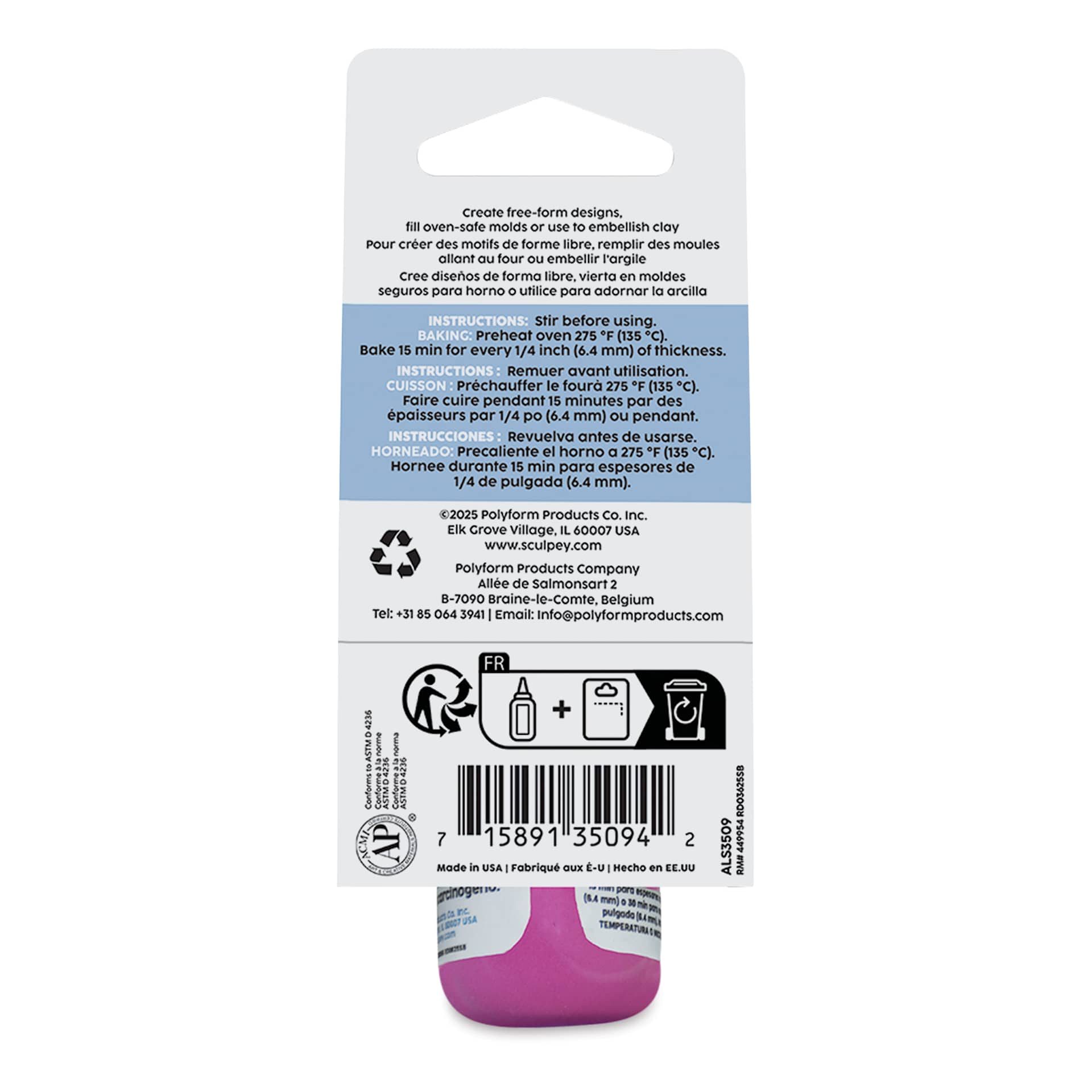 Liquid Sculpey - Metallic Garnet back of packaging