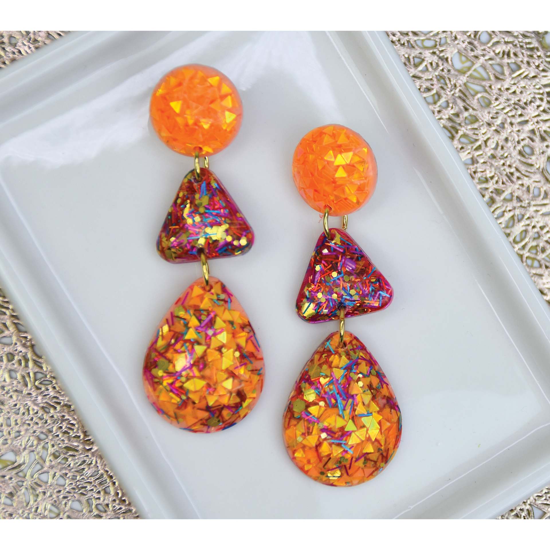 Liquid Sculpey - Light Orange, 1 oz - second finished earrings example