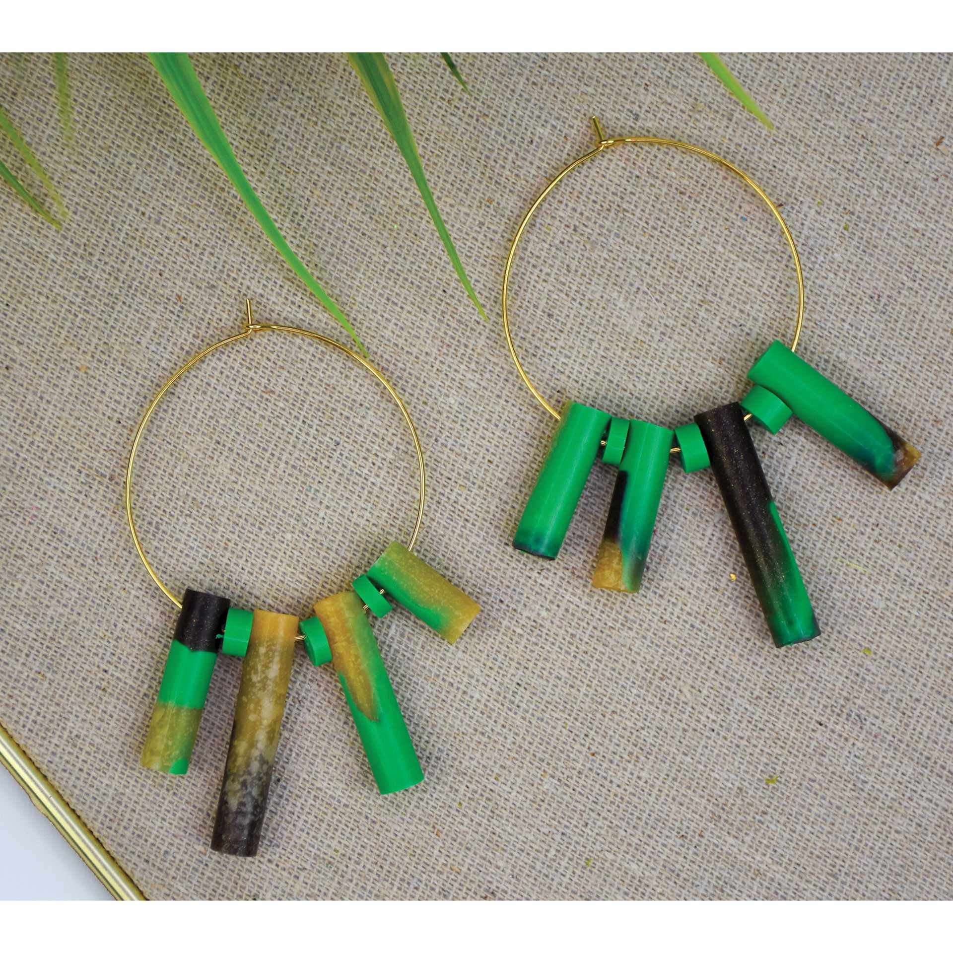Liquid Sculpey - Green, 1 oz - second finished earrings example