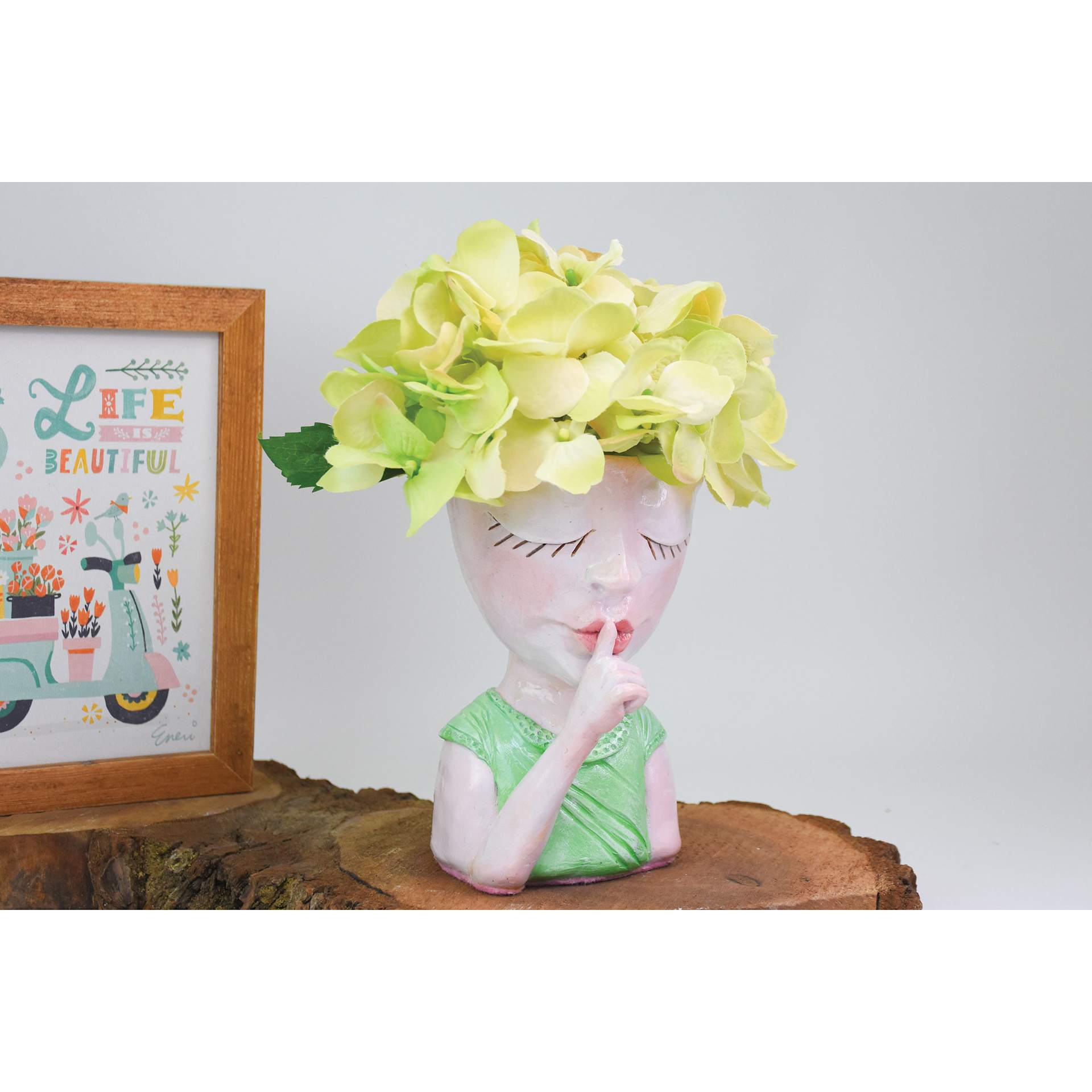 Sculpey UV Gloss Glaze applied to floral vase sculpture