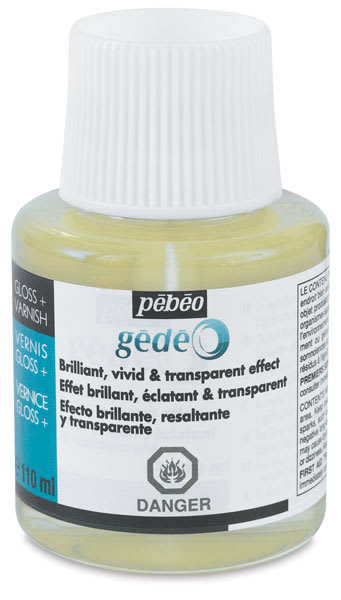 Gedeo Colour Resin - Front view of bottle of Gloss Varnish