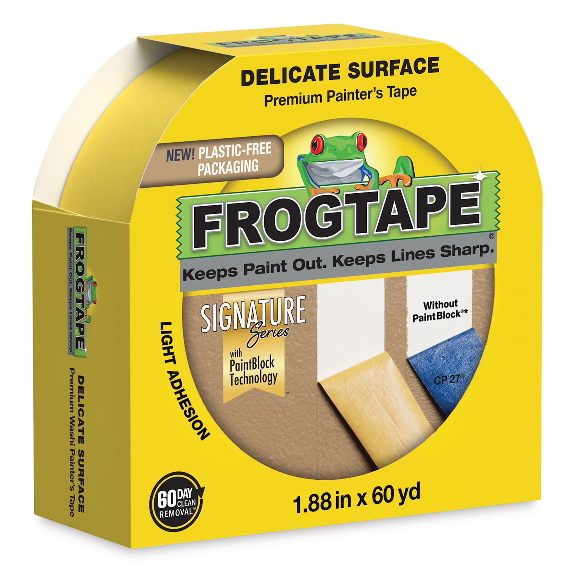 FrogTape Delicate Surface Painter's Tape - 1.88" x 60 yds Roll front of packaging angled view