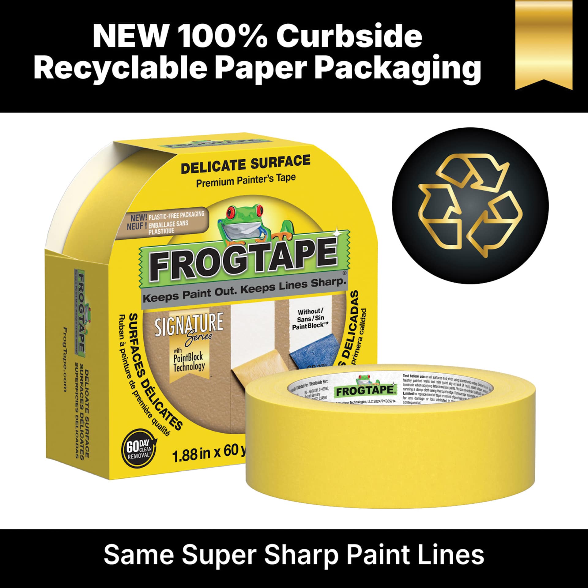NEW 100% Curbside Recyclable Paper Packaging, Same Super Sharp Paint Lines