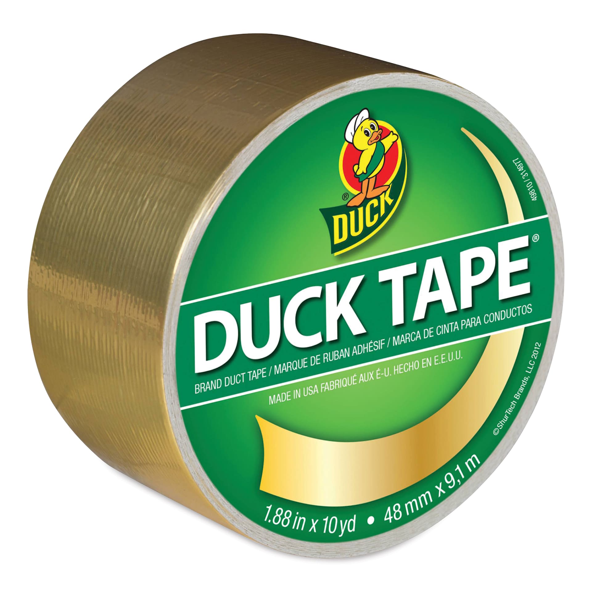 ShurTech Color Duck Tape - 1.88" x 15 yds, Metallic Gold top of roll
