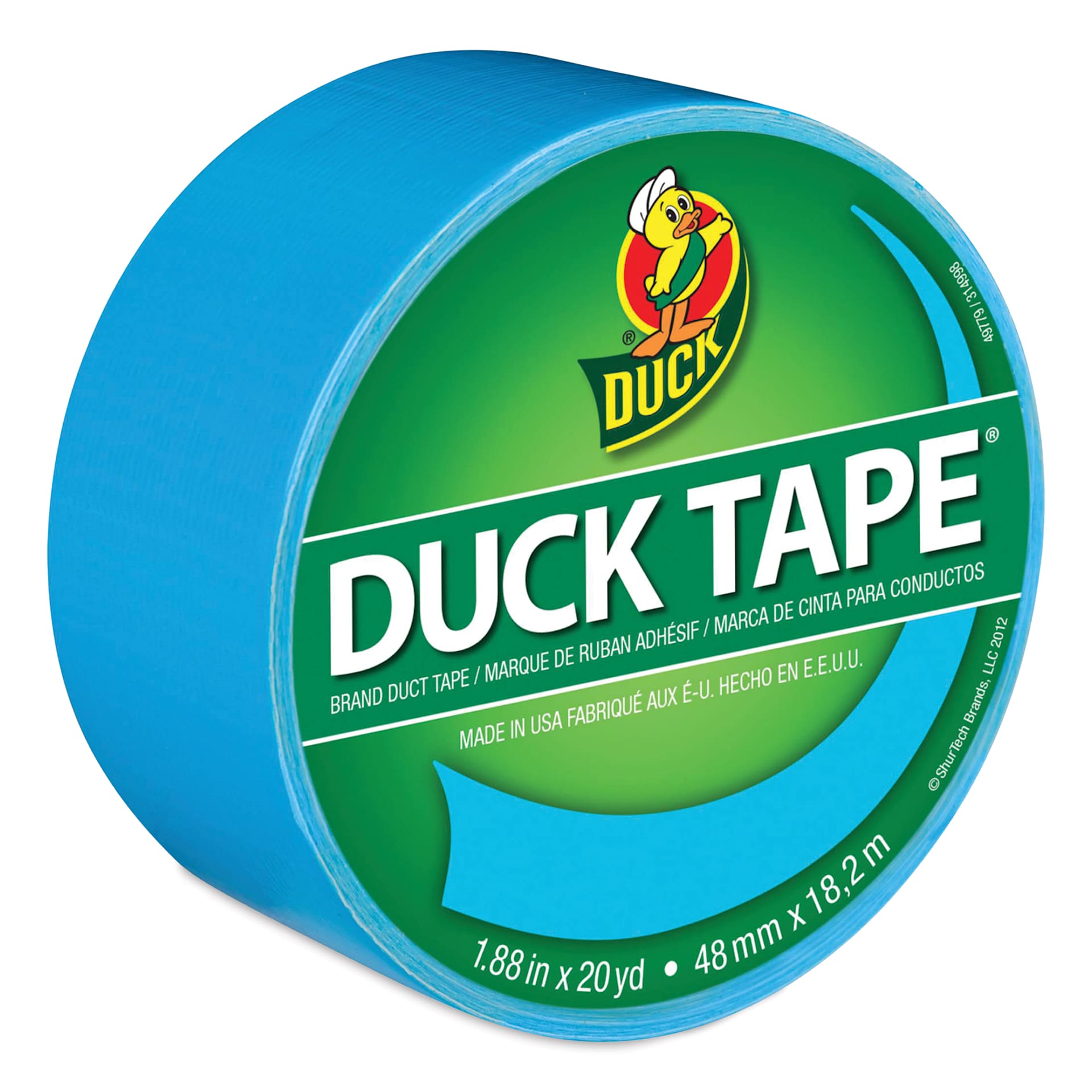 ShurTech Color Duck Tape - 1.88" x 20 yds, Electric Blue top of roll