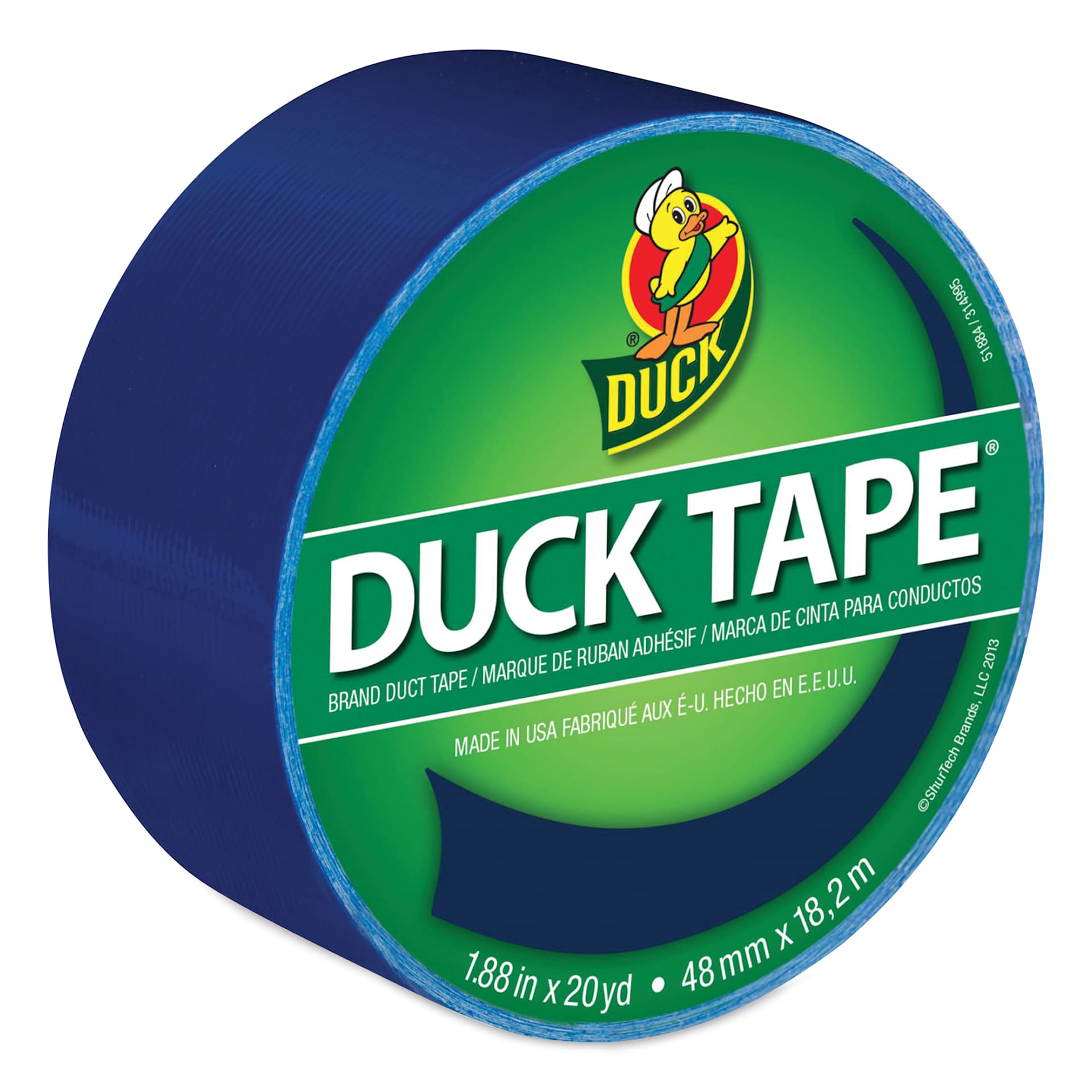 ShurTech Color Duck Tape - 1.88" x 20 yds, Blue top of roll