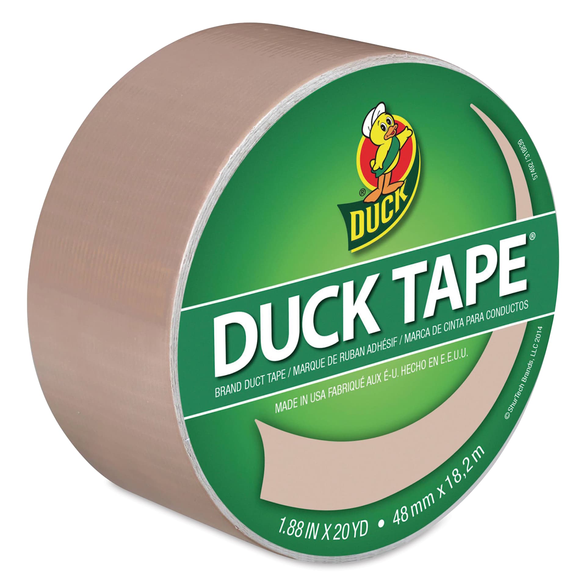 ShurTech Color Duck Tape - 1.88" x 20 yds, Beige top of roll
