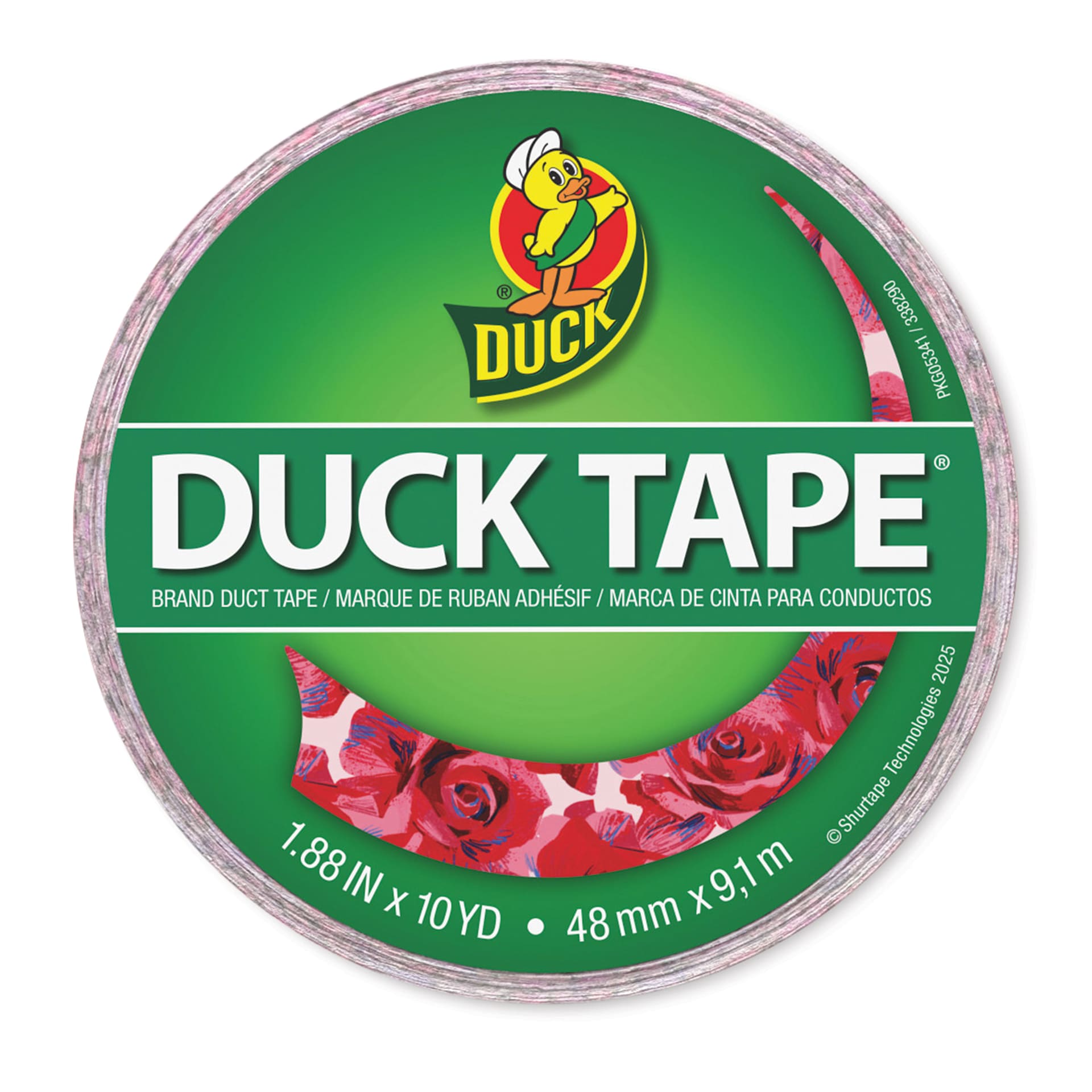 Duck Tape Prints - Red Roses, 1.88" x 10 yds labeling