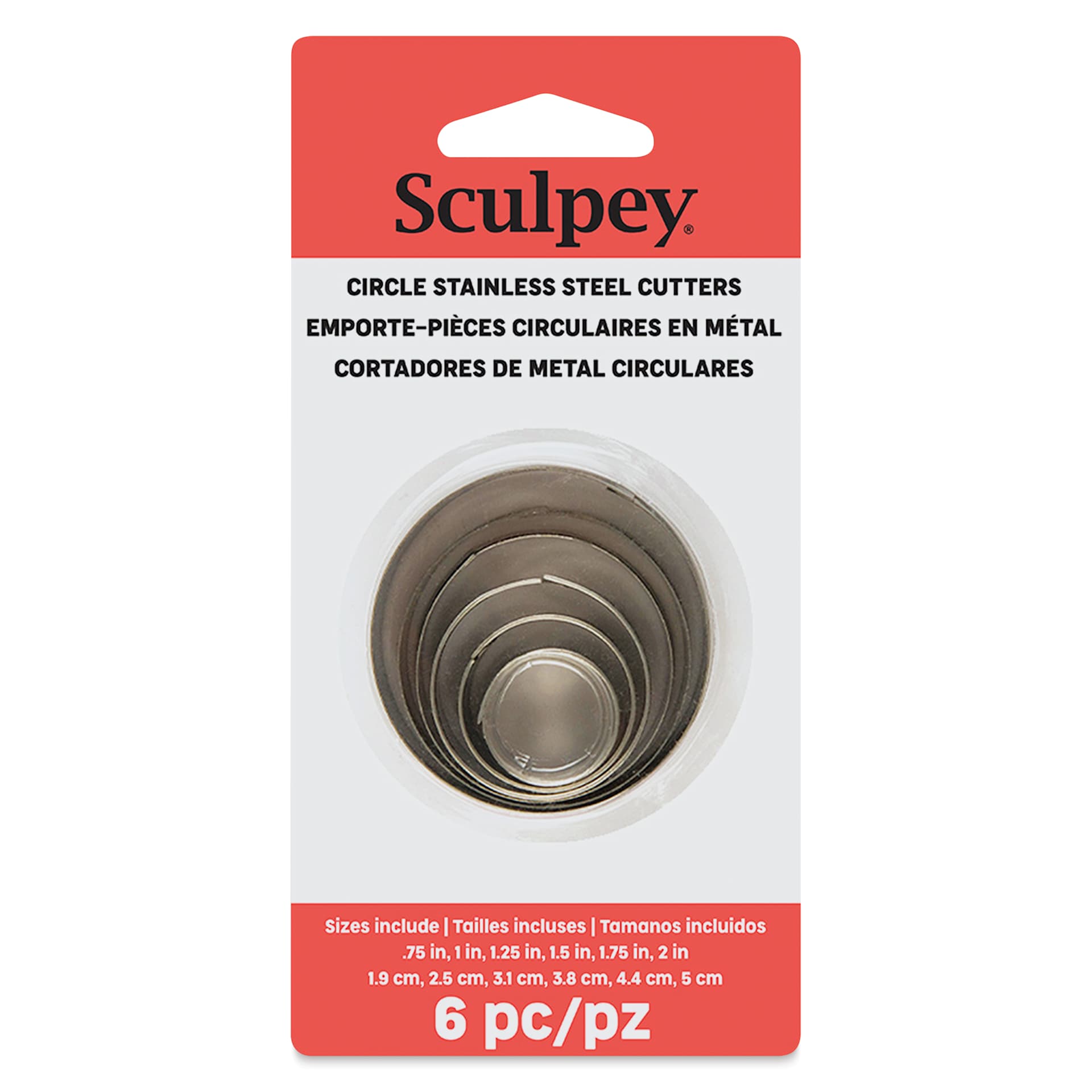 Sculpey Tools Metal Clay Cutters - Circles, Set of 6 front of packaging