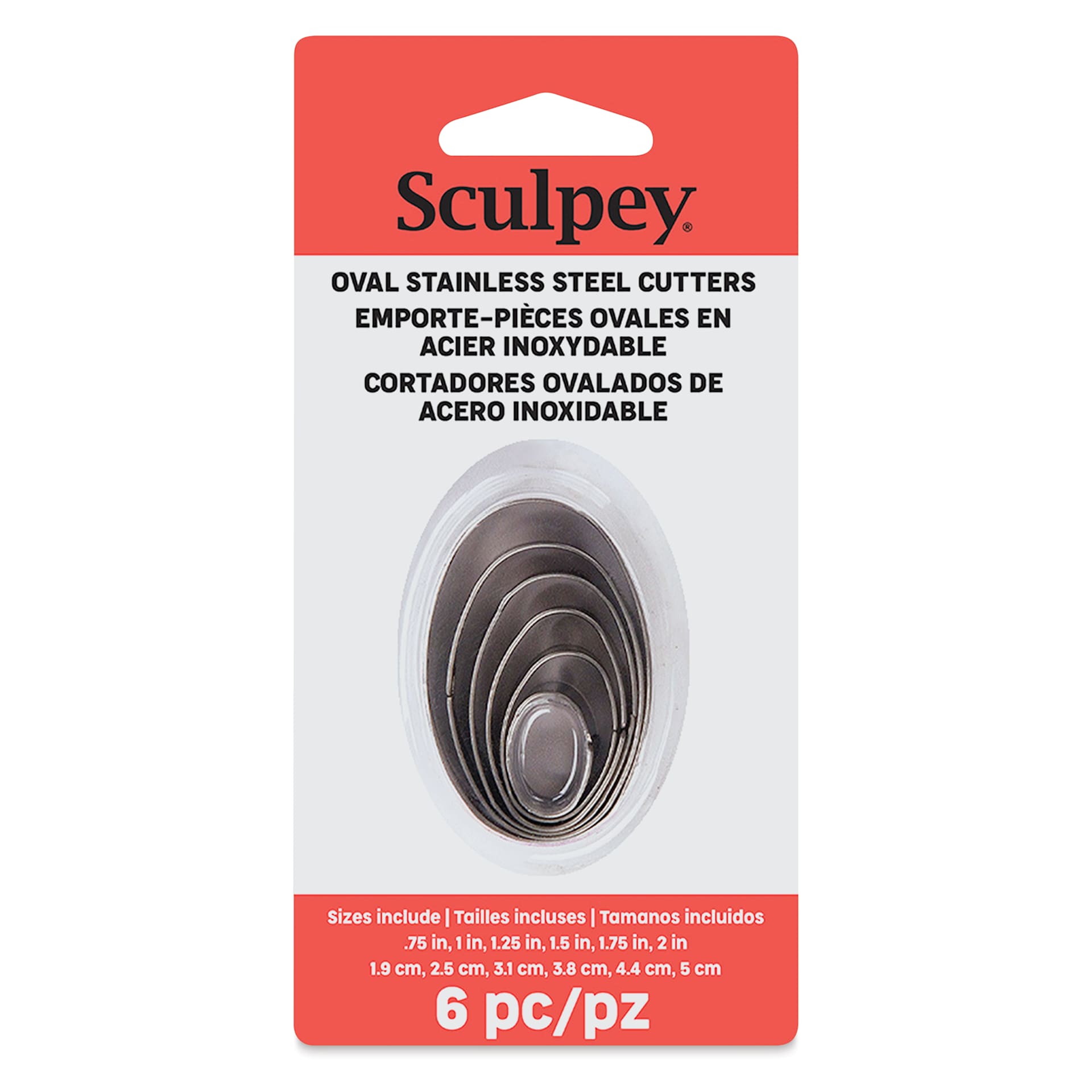 Sculpey Tools Metal Clay Cutters - Ovals, Set of 6 front of packaging