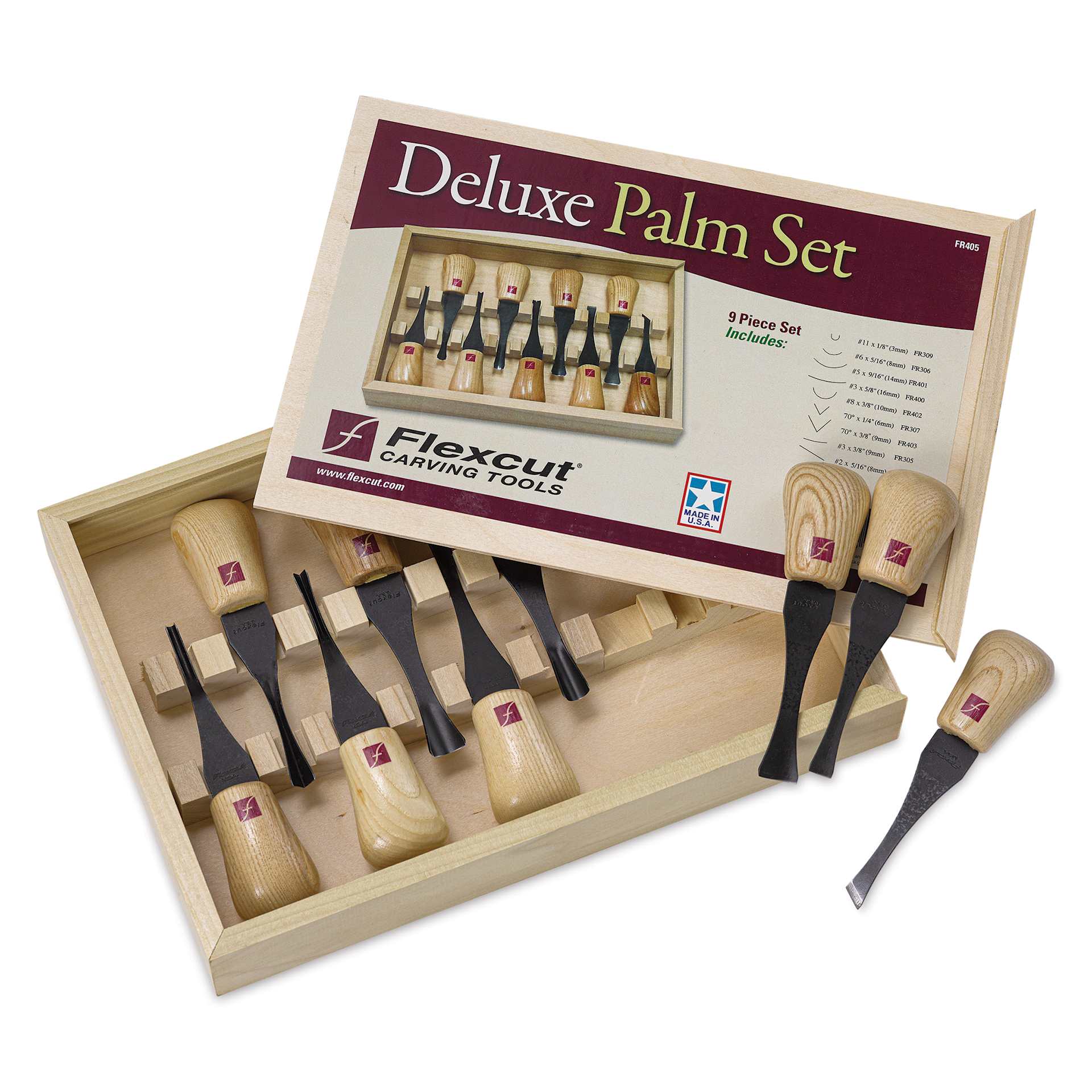 Flexcut Deluxe Palm-Sized Carving Tools - Set of 9