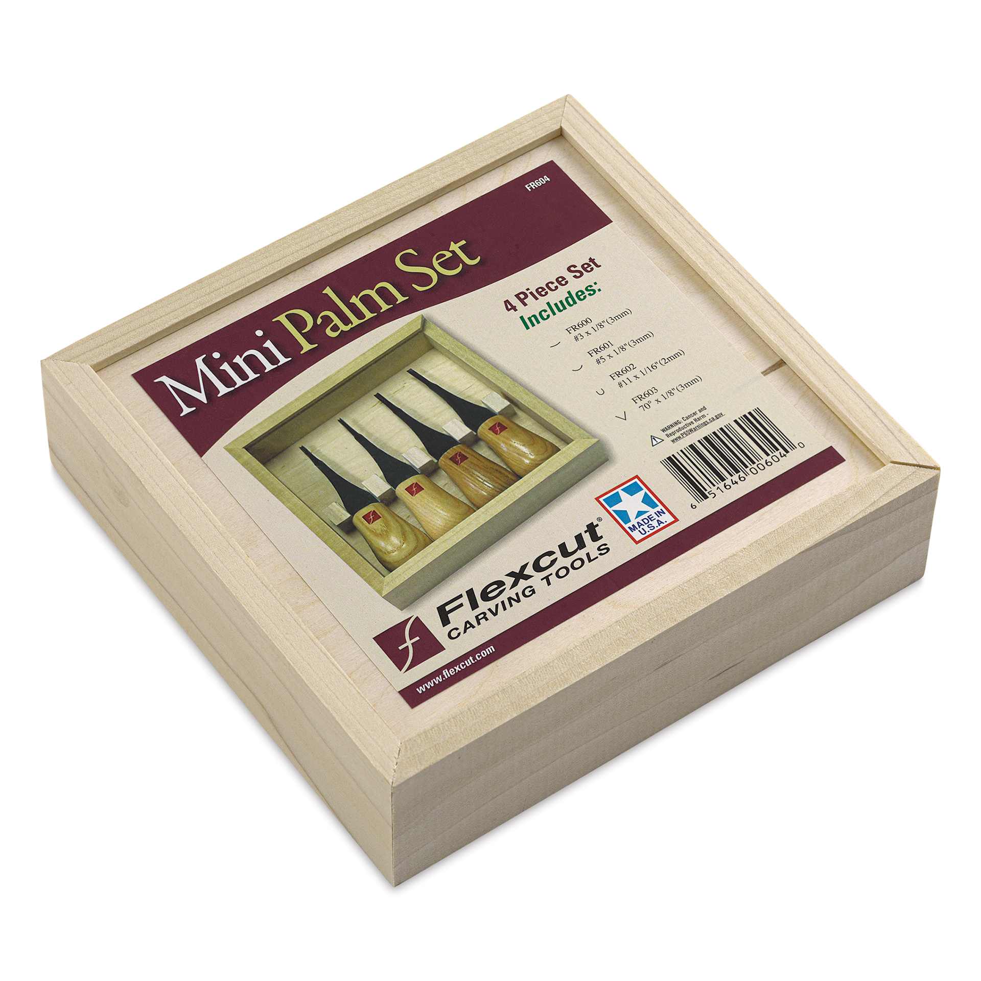 Flexcut Mini Palm-Sized Carving Tools - Set of 4 - packaging laying flat