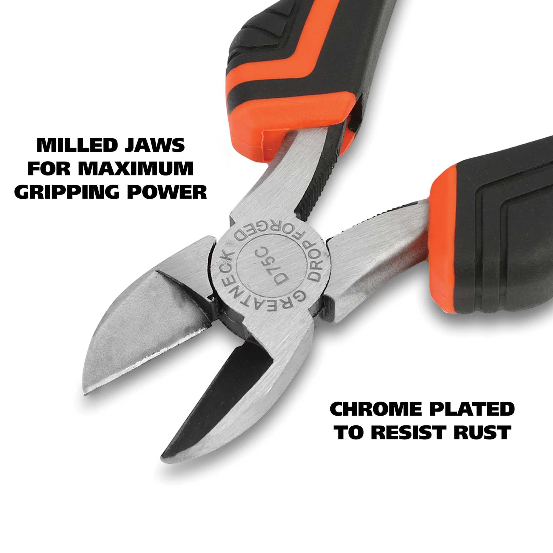 GreatNeck Diagonal Pliers - 7-1/2" - jaws are milled and chrome plated