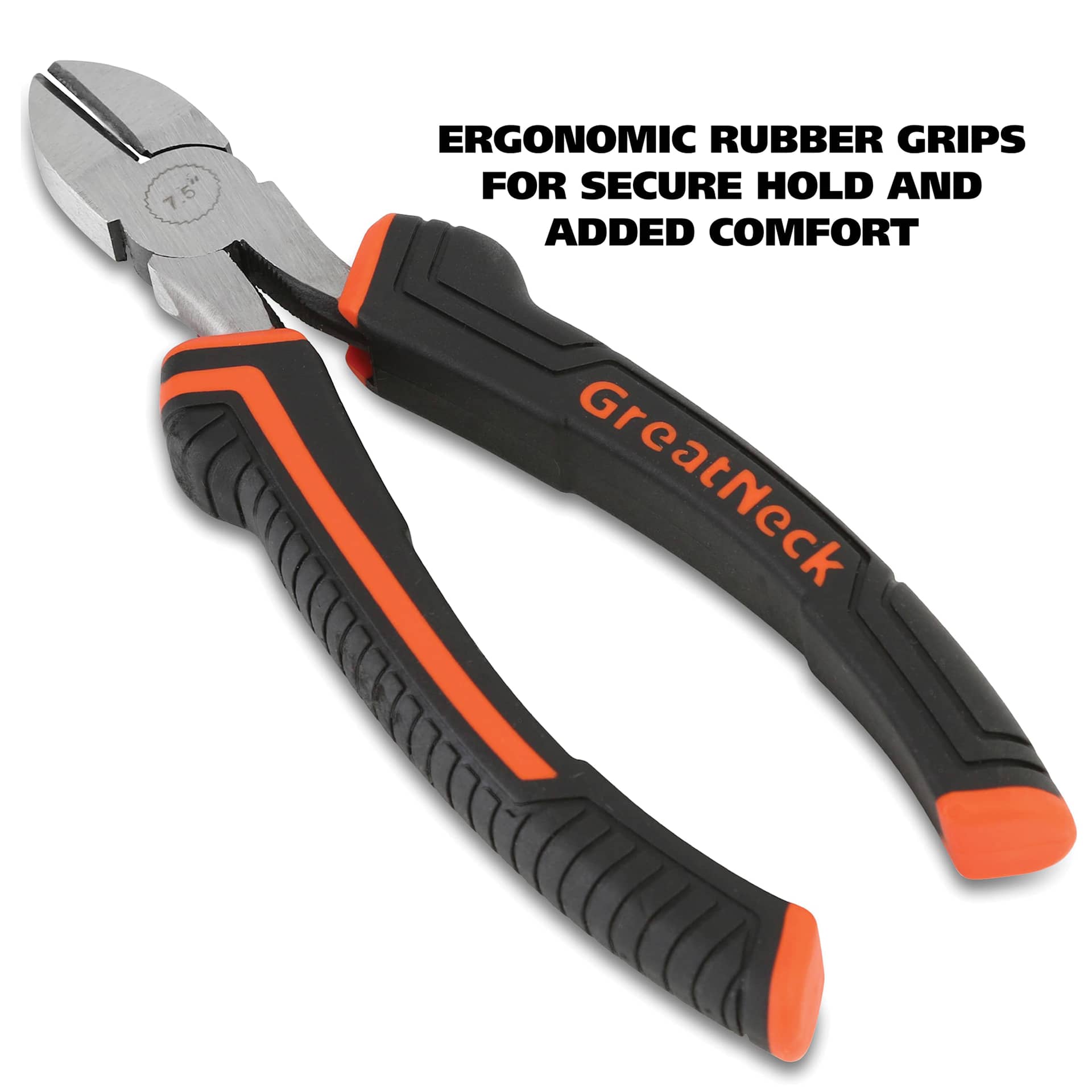 GreatNeck Diagonal Pliers - 7-1/2" - ergonomic rubber grips