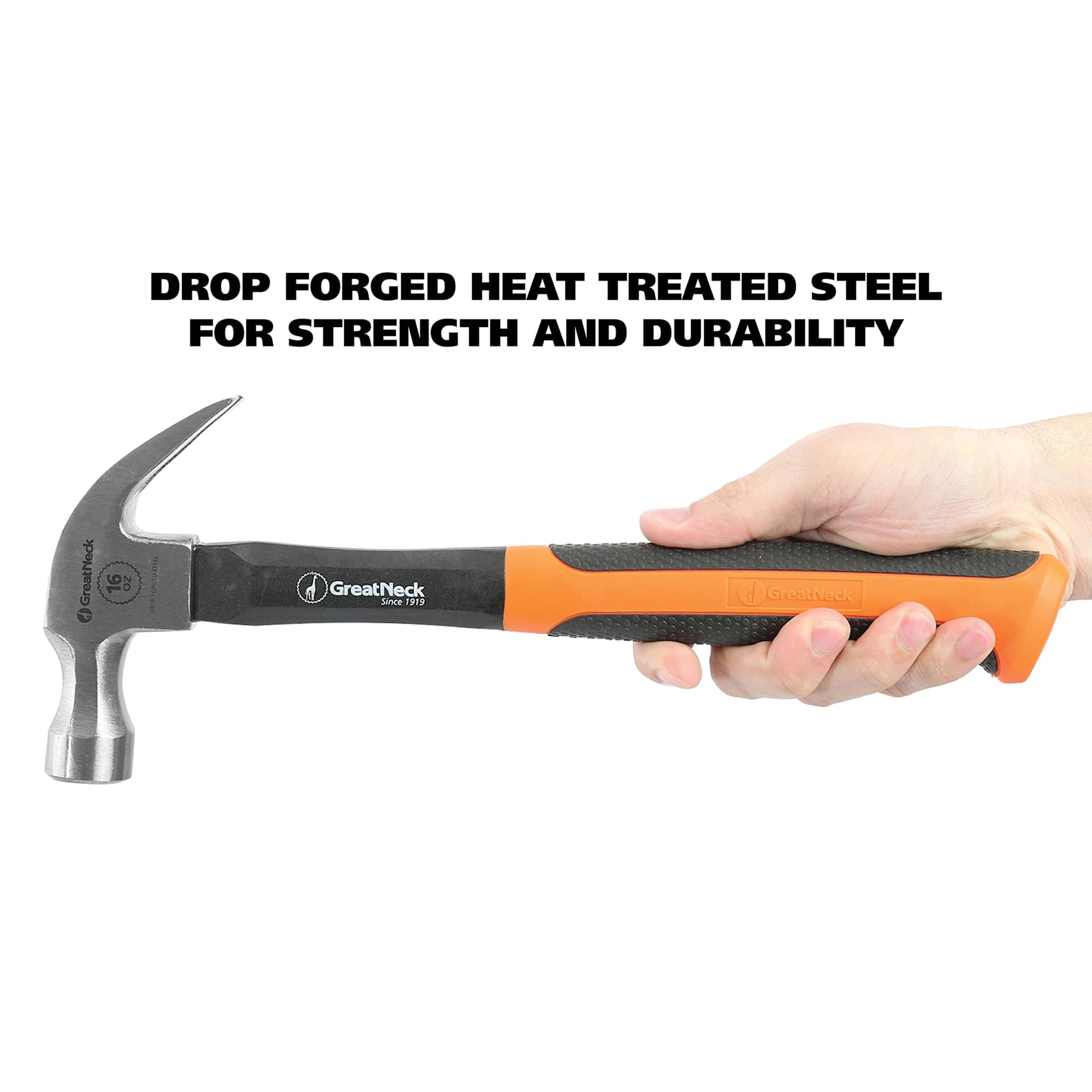 GreatNeck Fiberglass Curved Claw Hammer - drop forged heat treated steel