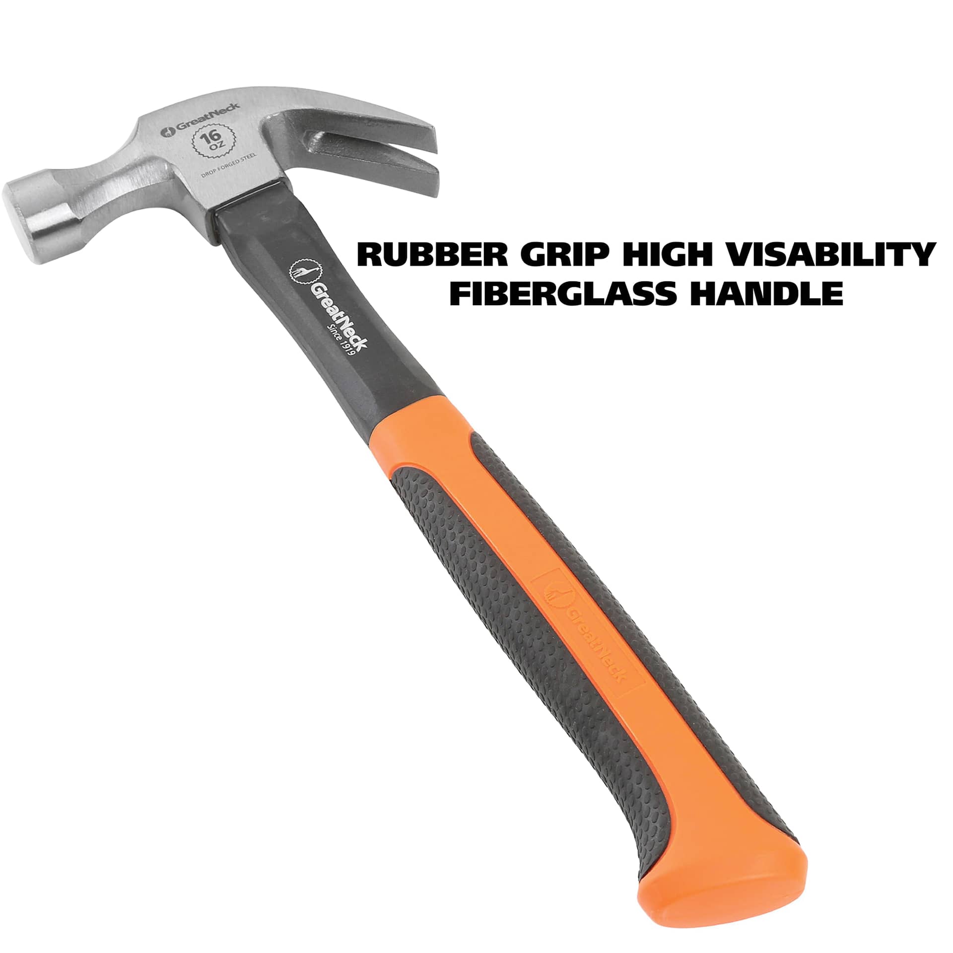 GreatNeck Fiberglass Curved Claw Hammer - fiberglass handle