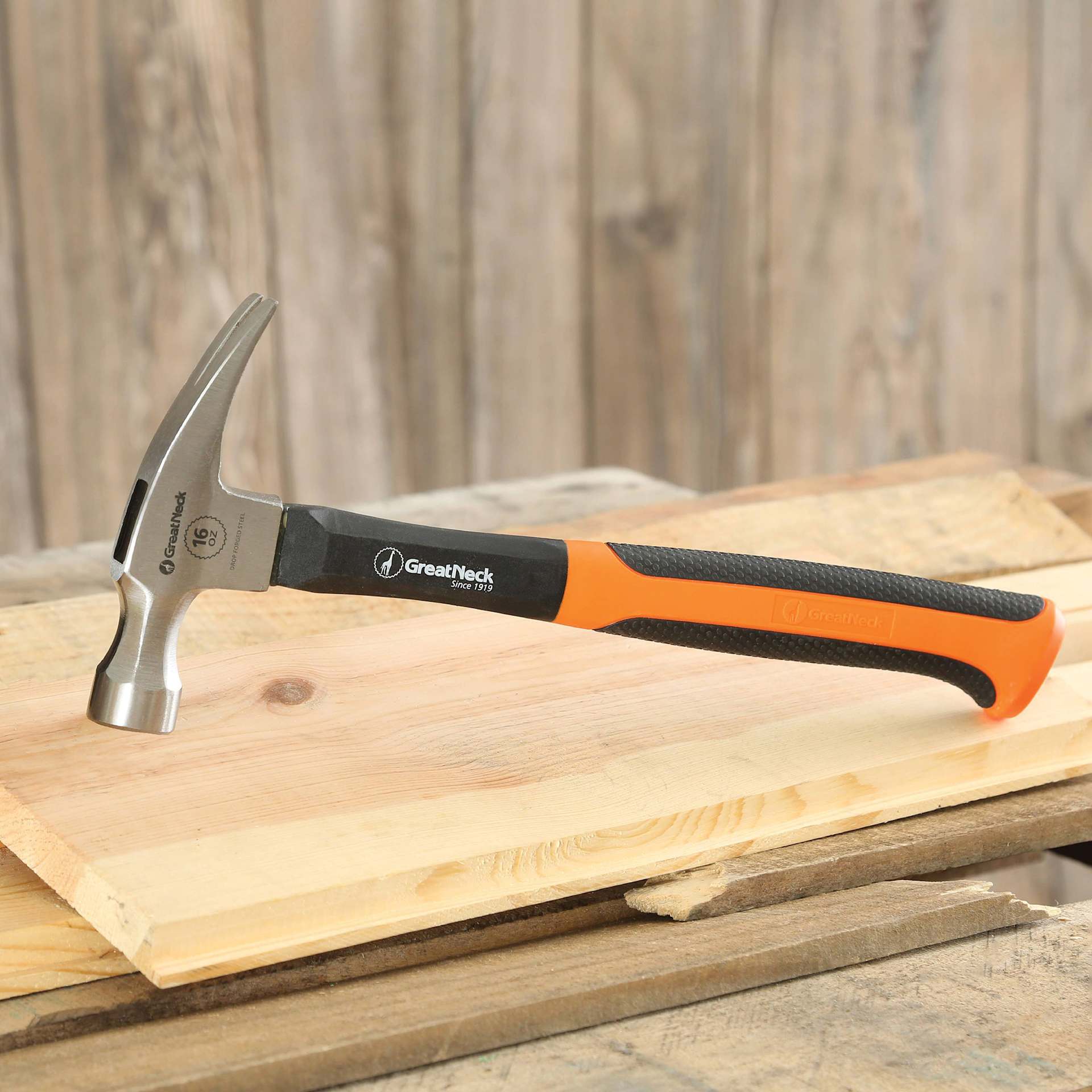 GreatNeck Fiberglass Straight Claw Hammer - on board