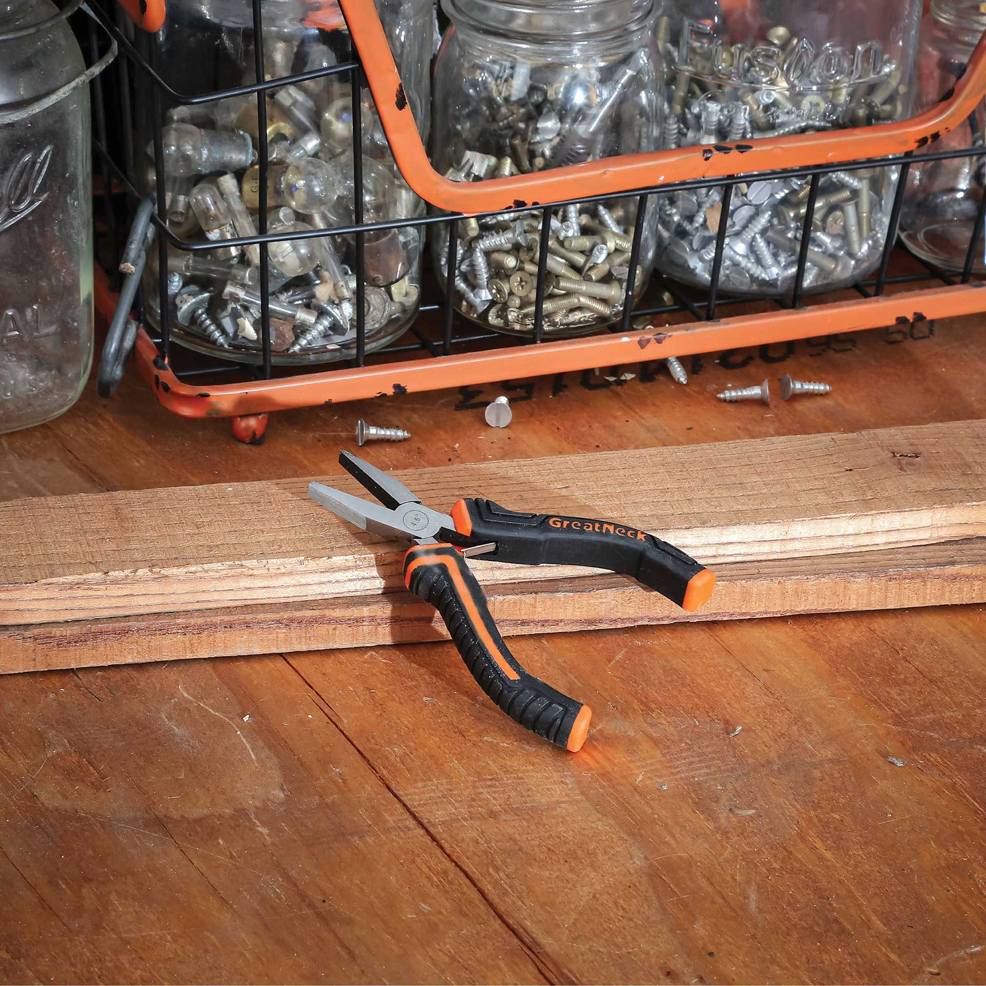 GreatNeck Flat Nose Hobby Pliers - on workbench