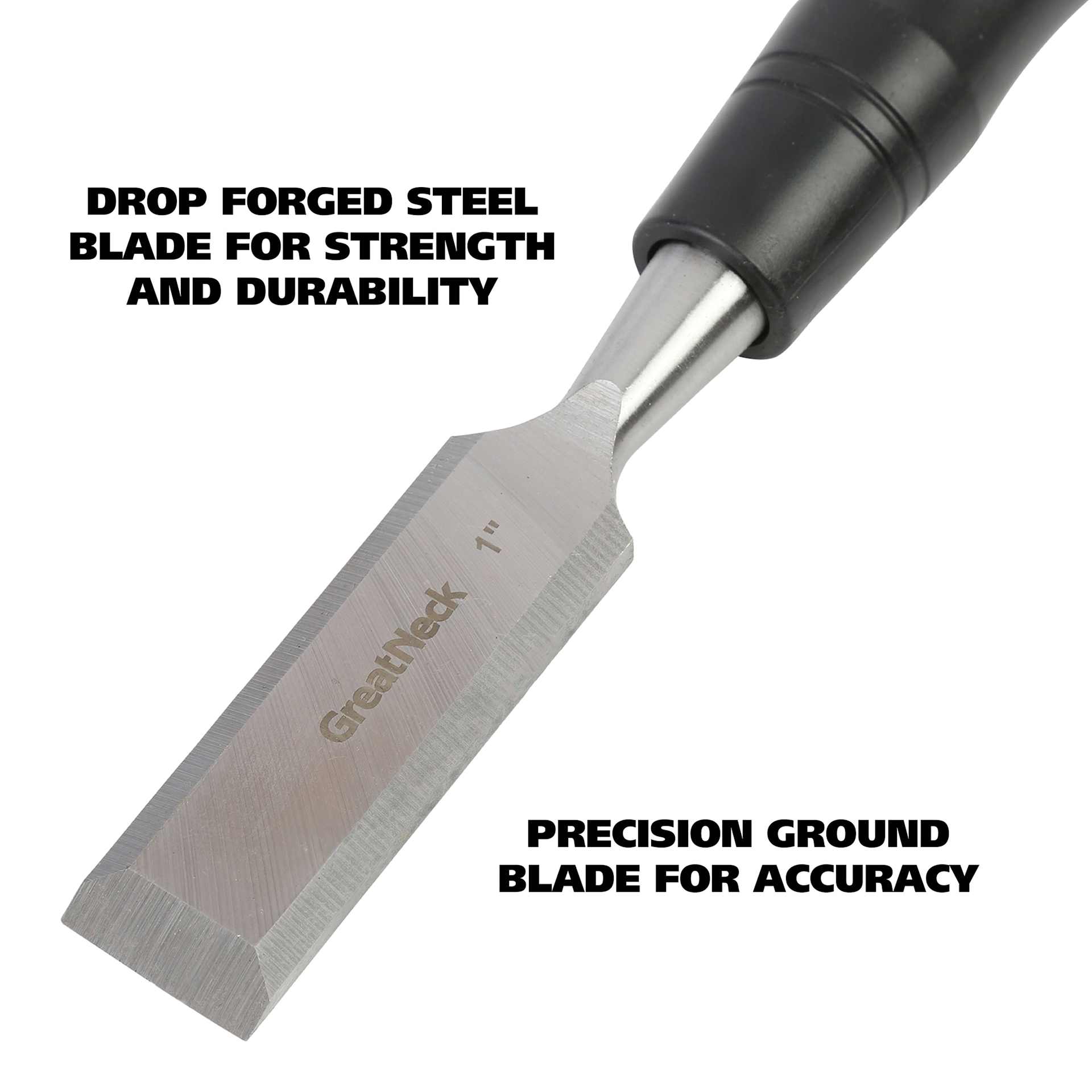 GreatNeck Wood Chisel - 1" - precision ground blade made of drop forged steel
