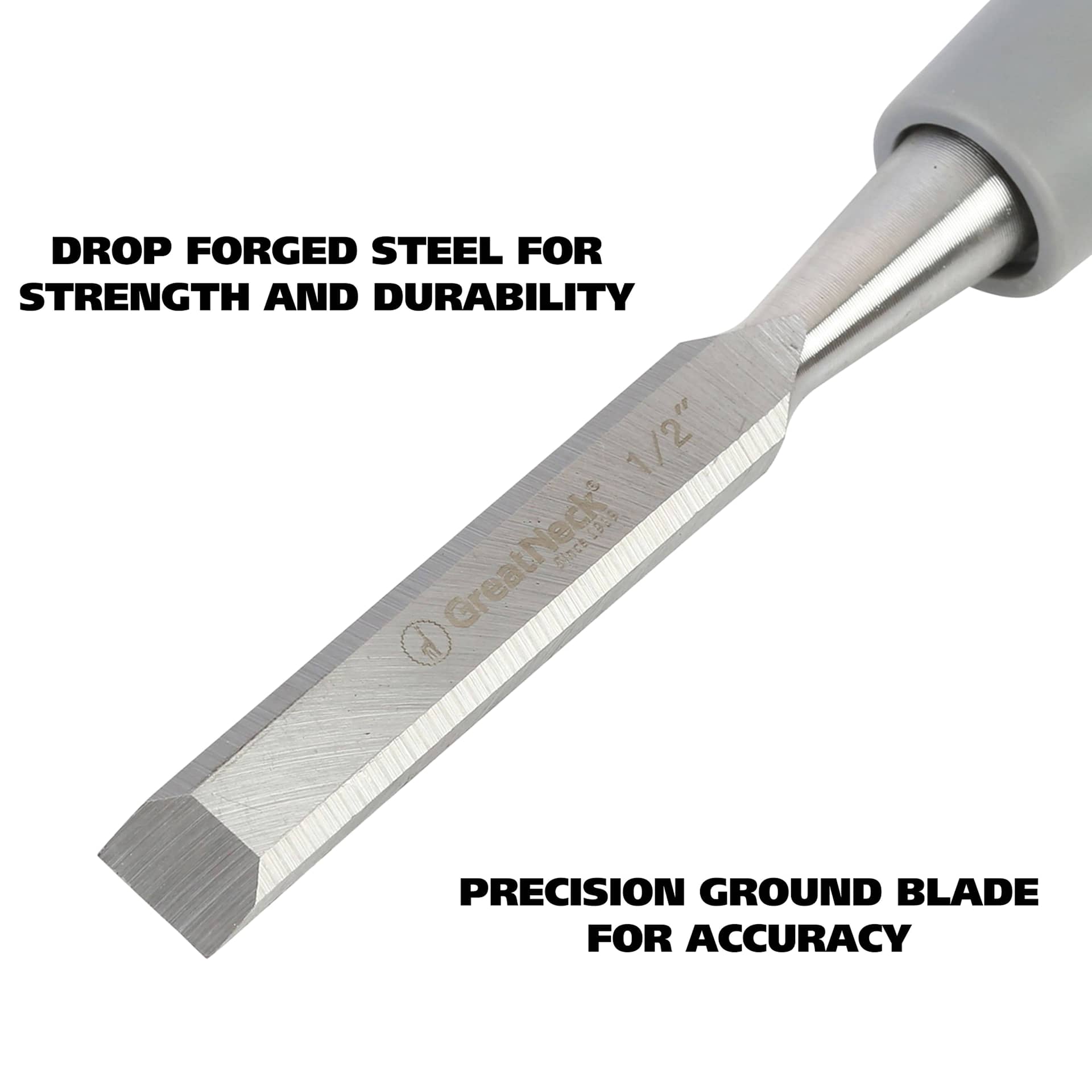 GreatNeck Wood Chisel - 1/2" - precision ground blade made of drop forged steel