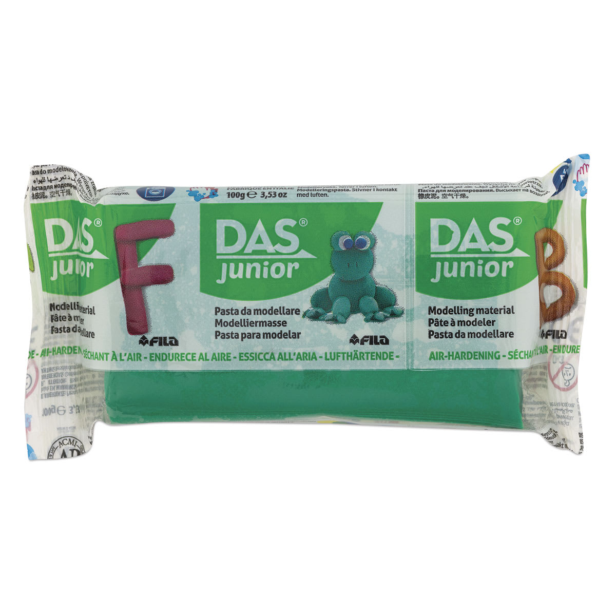 DAS Junior Air-Dry Clay - Front view of package of Dark Green clay