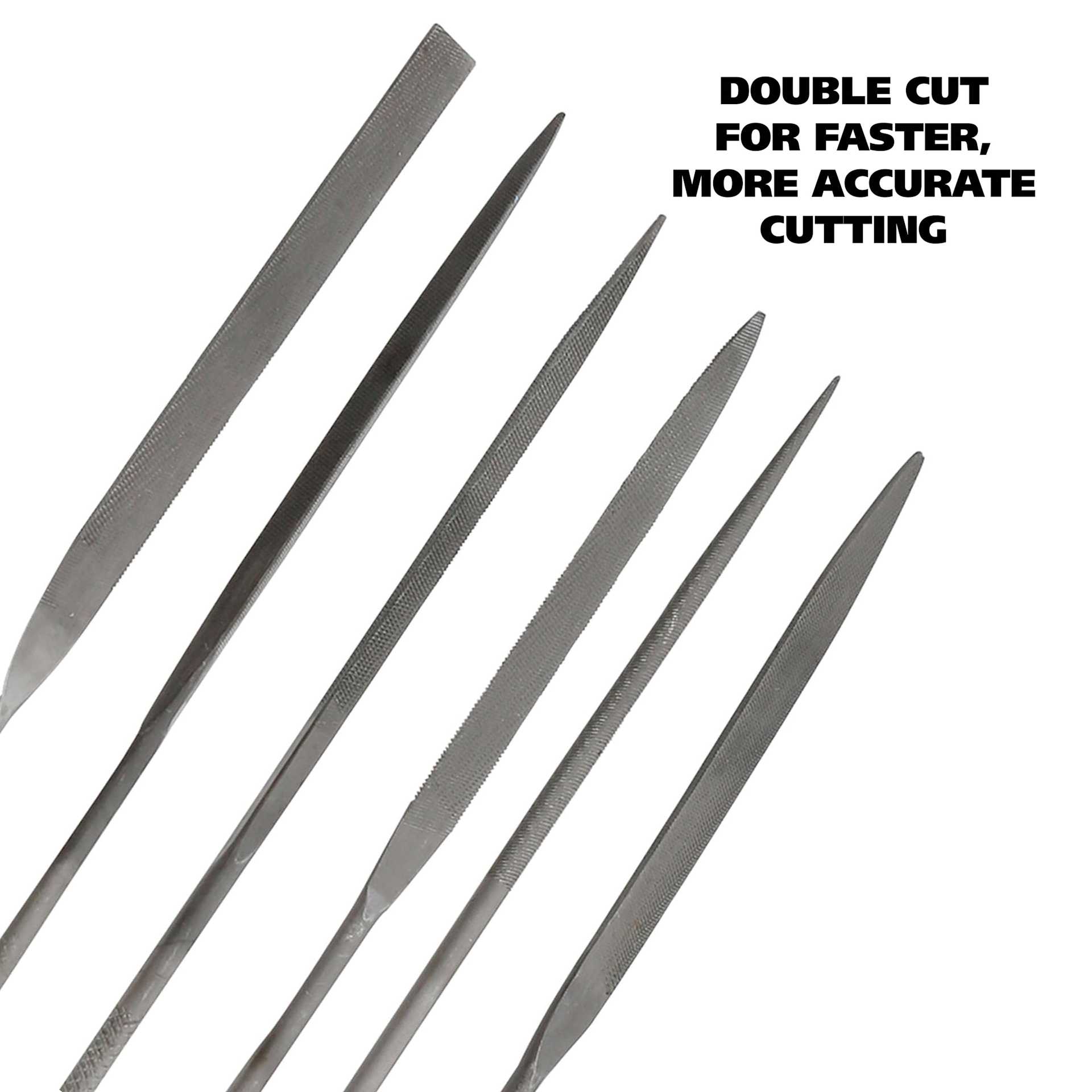 GreatNeck Needle Files - Set of 6 - double cut