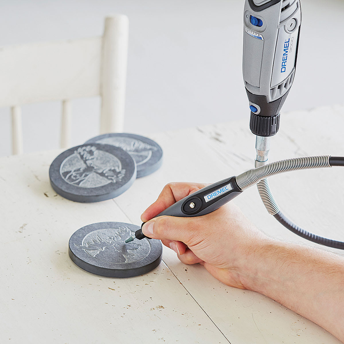 Dremel 3000 Variable Speed Rotary Tool, Example of Use with Flex Shaft, Sold Separately