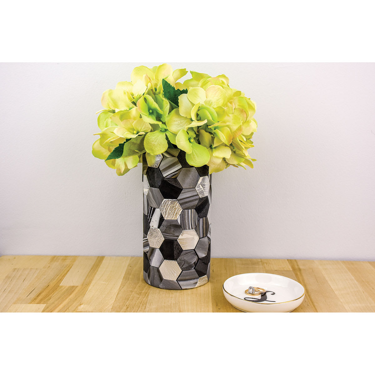 Sculpey Tools Mosaic Cutters - Finished vase decorated with Hexagon Mosaics