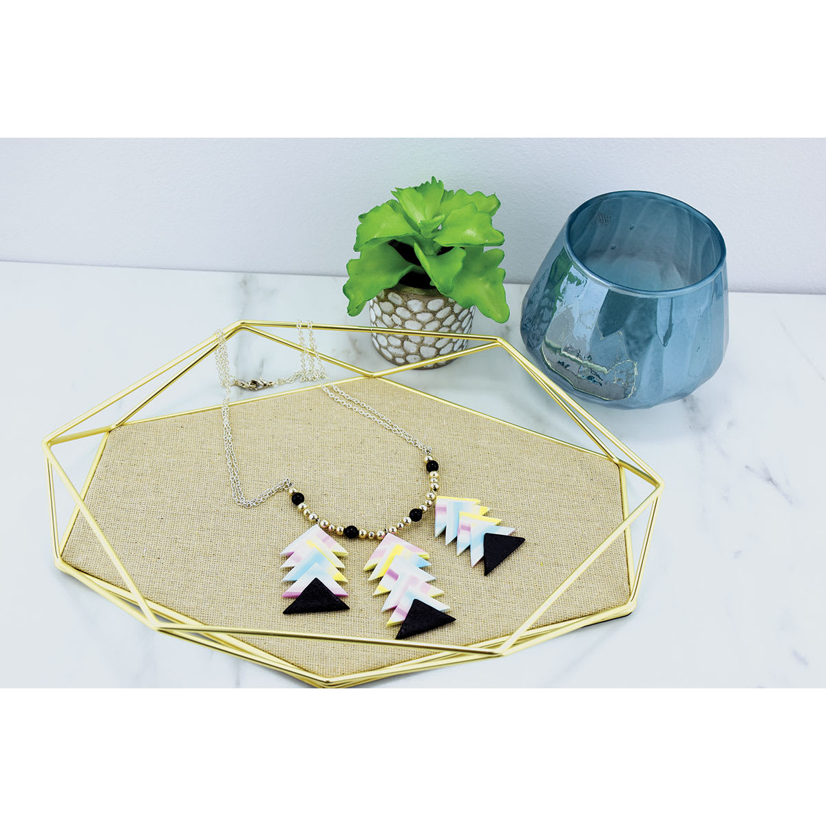 Sculpey Tools Mosaic Cutters - Finished necklace made with Triangle mosaics