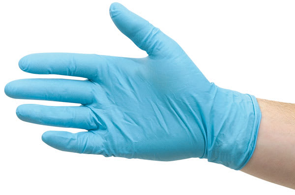Glove Pack - Large, Nitrile, Powder-Free - single glove on hand